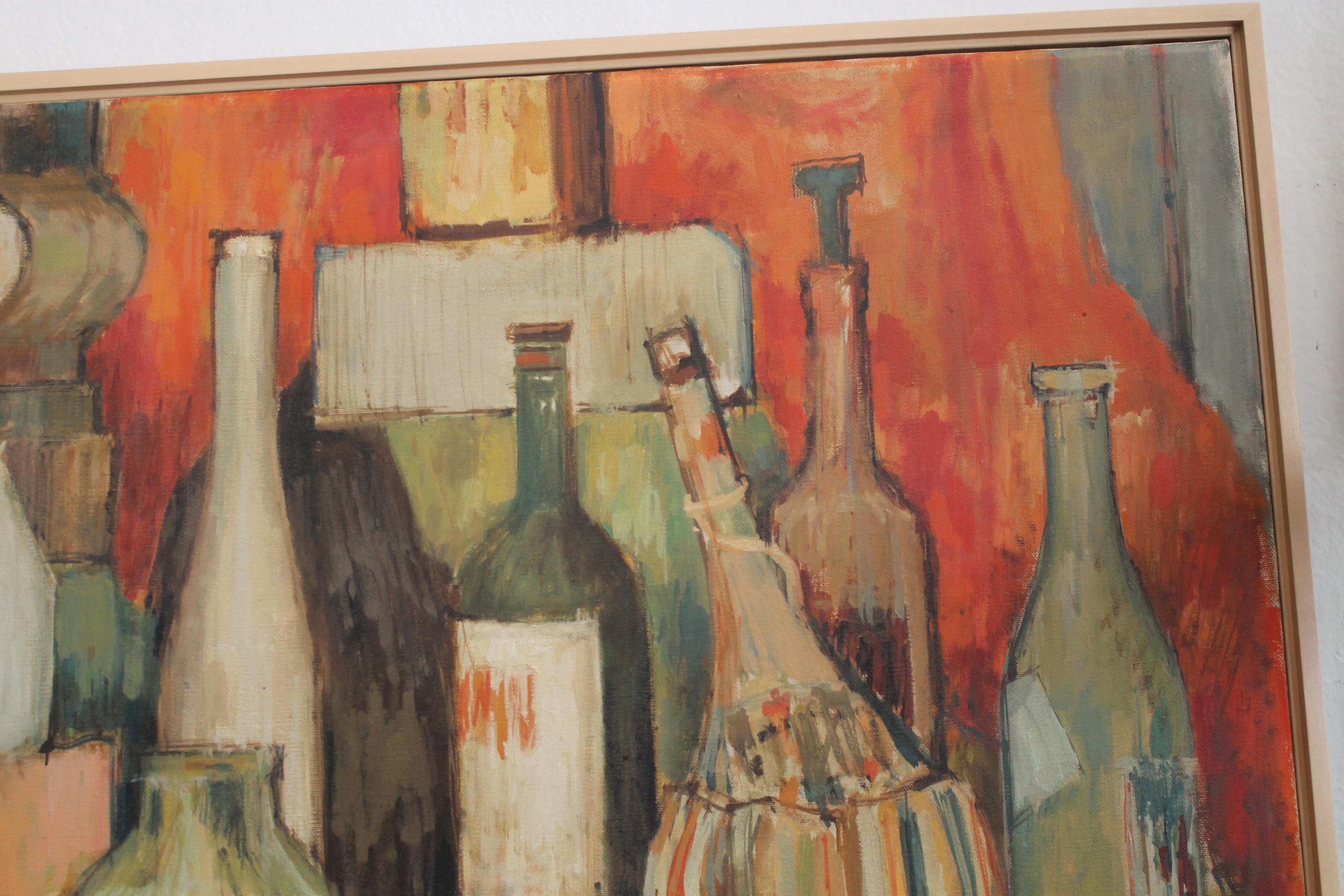Mid-Century Modern Oil Painting by Ed Blackburn Titled Bottles