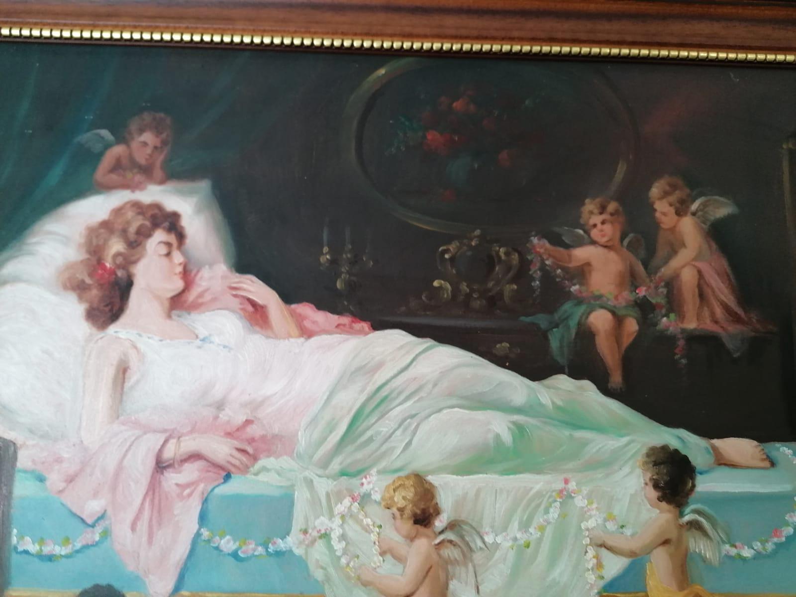 Oil Painting by Emil Fiala Sleeping Beauty For Sale 4