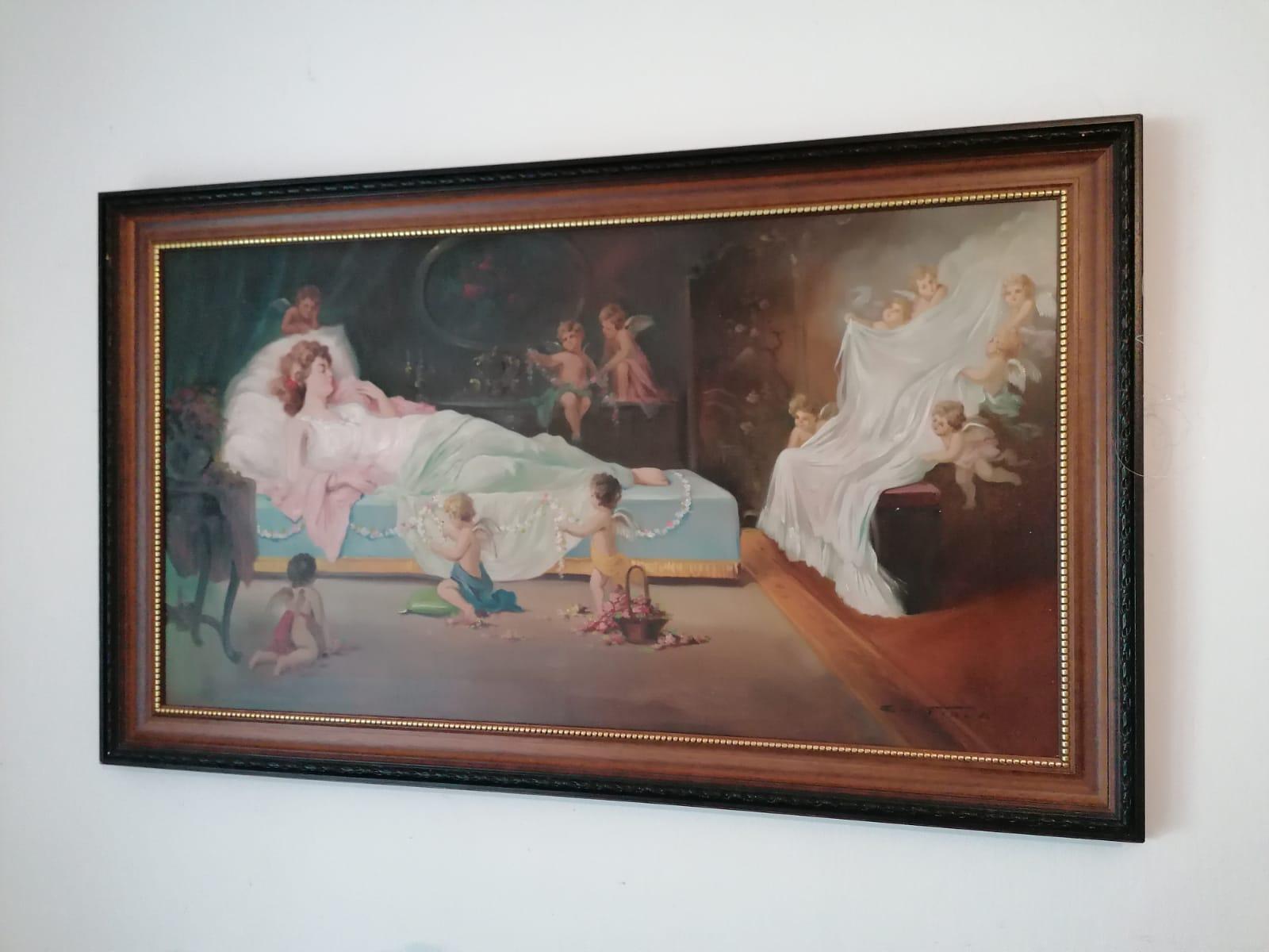 Peinture à l'huile d'Emil Fiala Sleeping Beauty Bon état - En vente à Vienna, AT