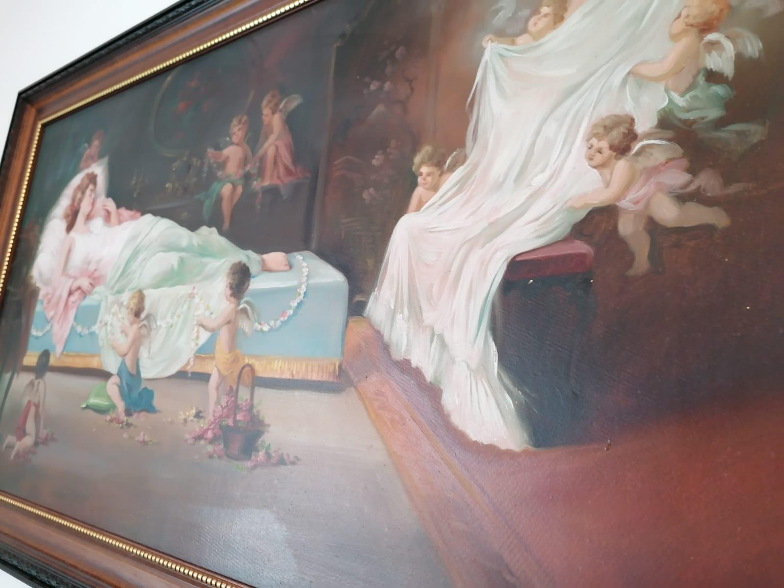 Fin du XIXe siècle Peinture à l'huile d'Emil Fiala Sleeping Beauty en vente