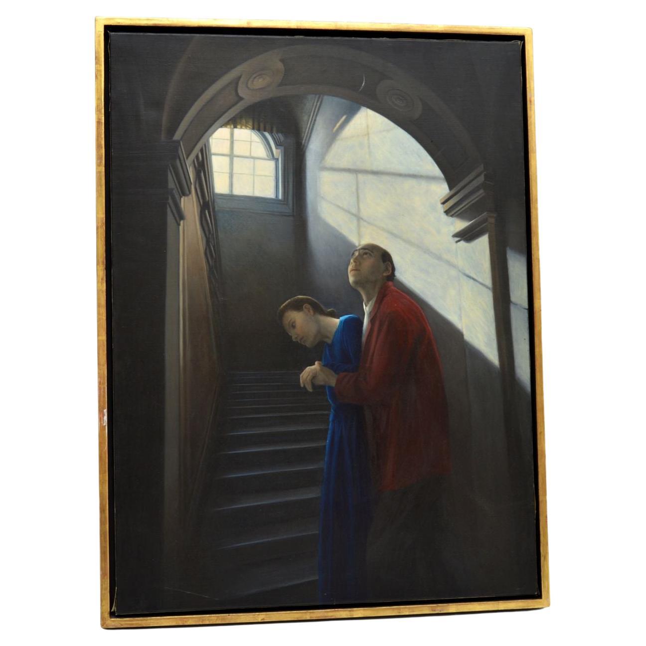 Oil Painting by Genevieve Dael, Couple IV For Sale