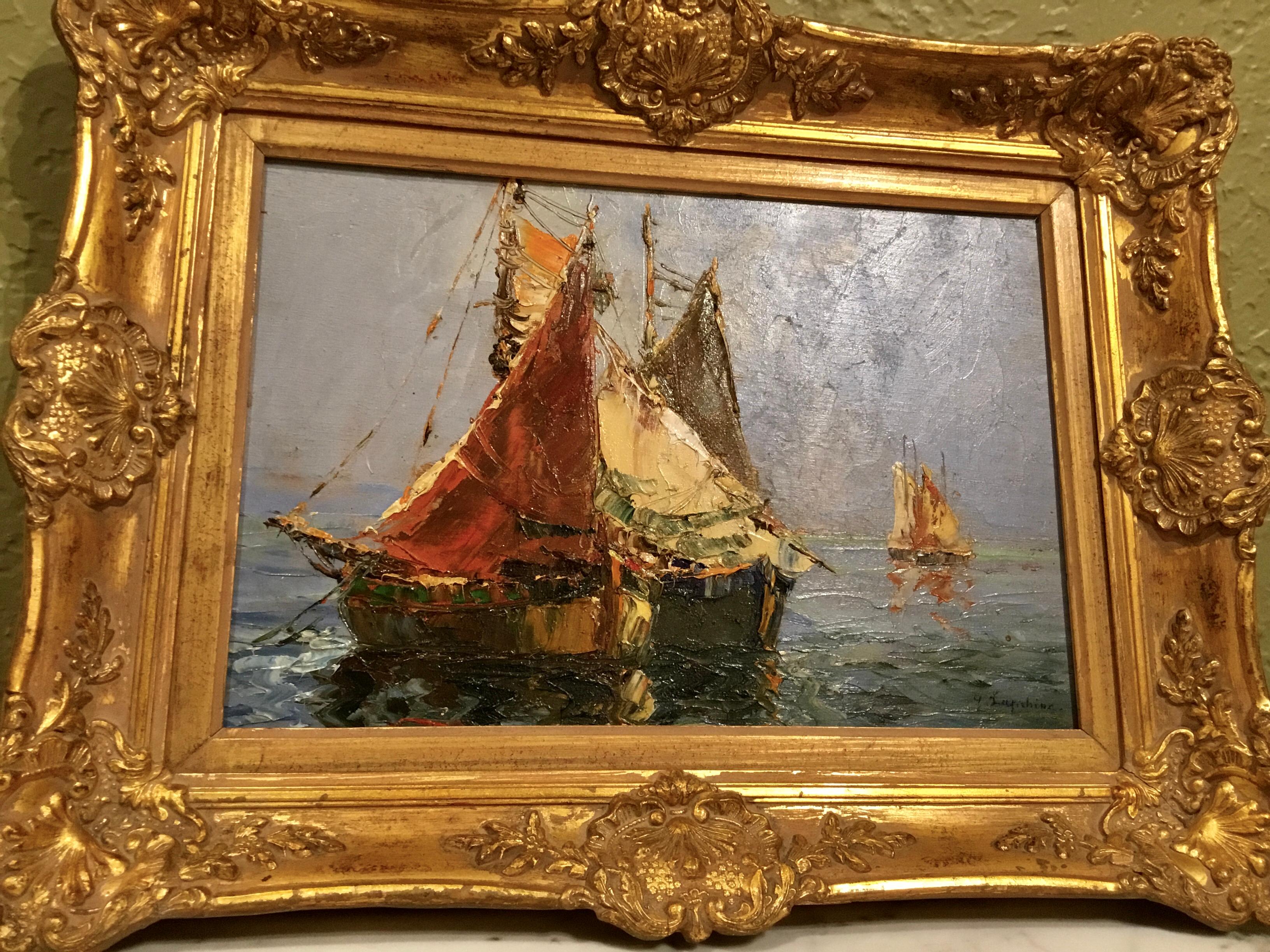 French Oil Painting by Georgii Aleksandrovich Lapshin '1885-1951' Mediterranean Sea