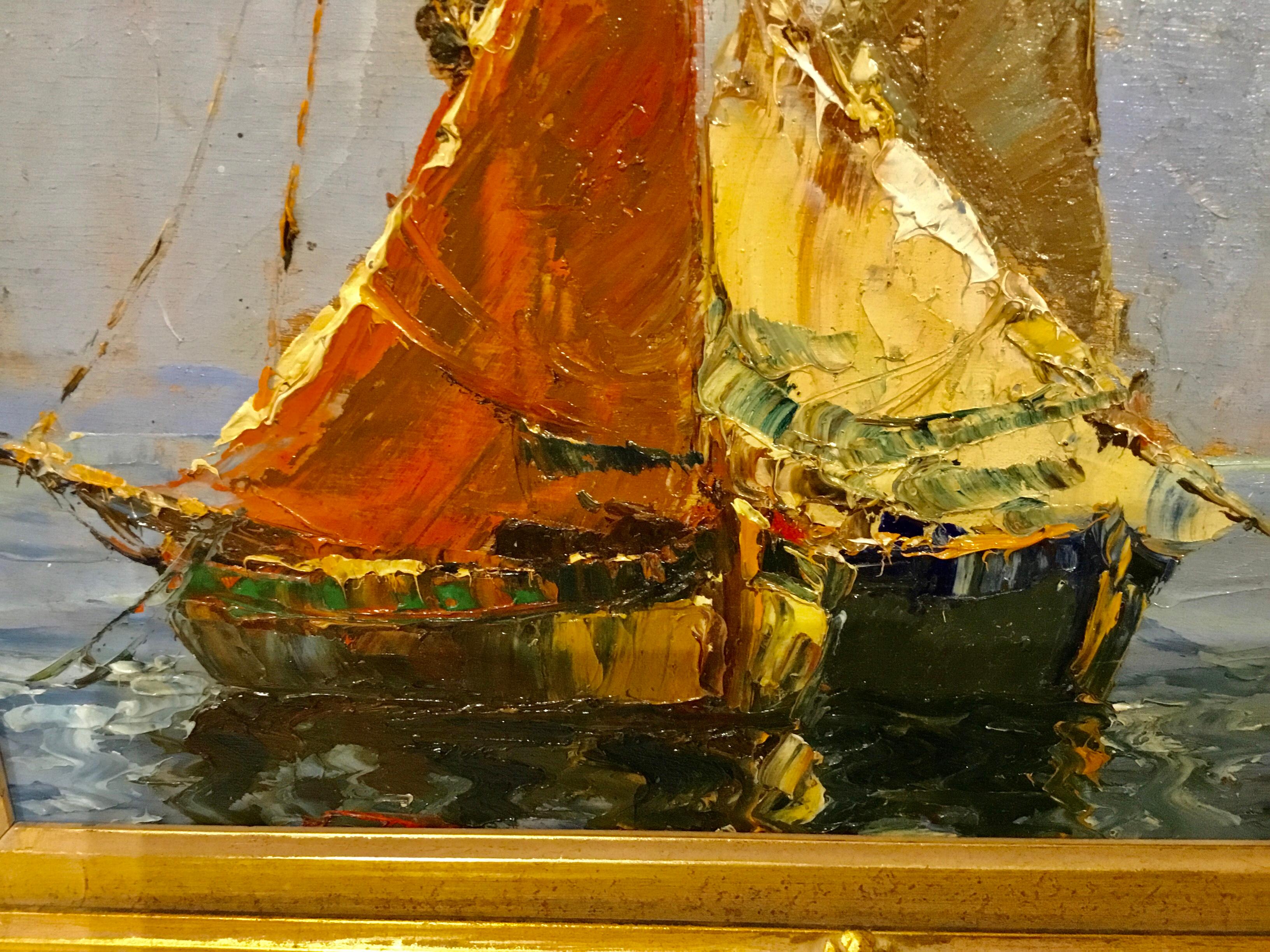 20th Century Oil Painting by Georgii Aleksandrovich Lapshin '1885-1951' Mediterranean Sea