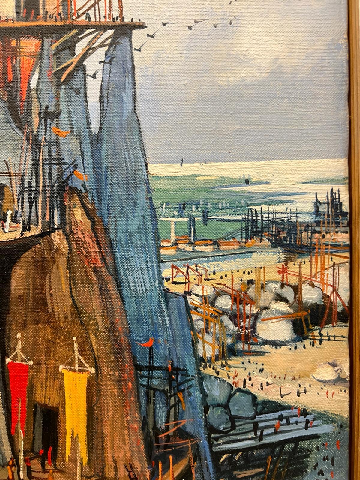Peinture à l'huile de Jean Thomas (1923- 2019) : « Une vie religieuse : Tour de Babel » Bon état - En vente à NICE, FR