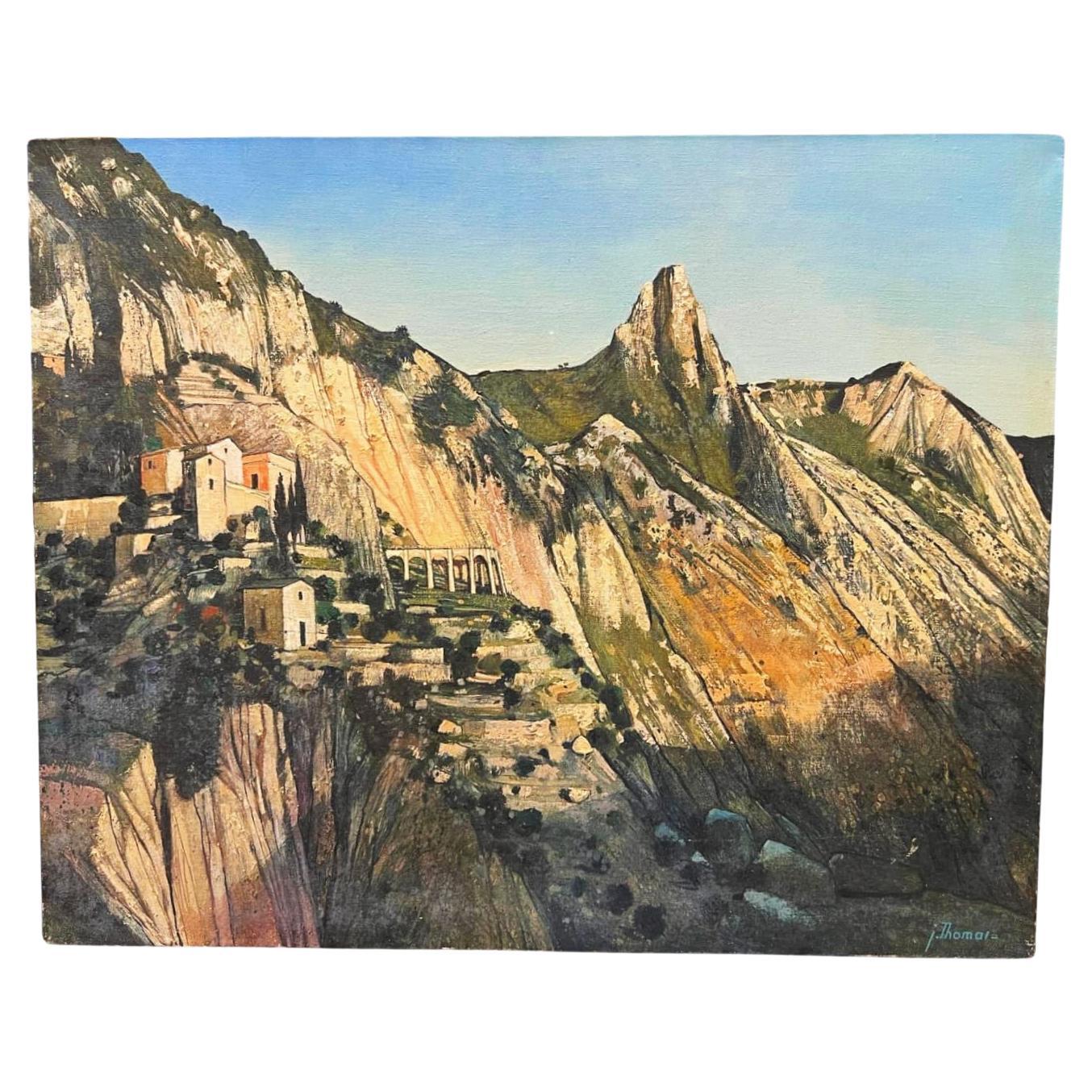 Peinture à l'huile de Jean Thomas (1923- 2019) : « Le viaduc de Caramel »
