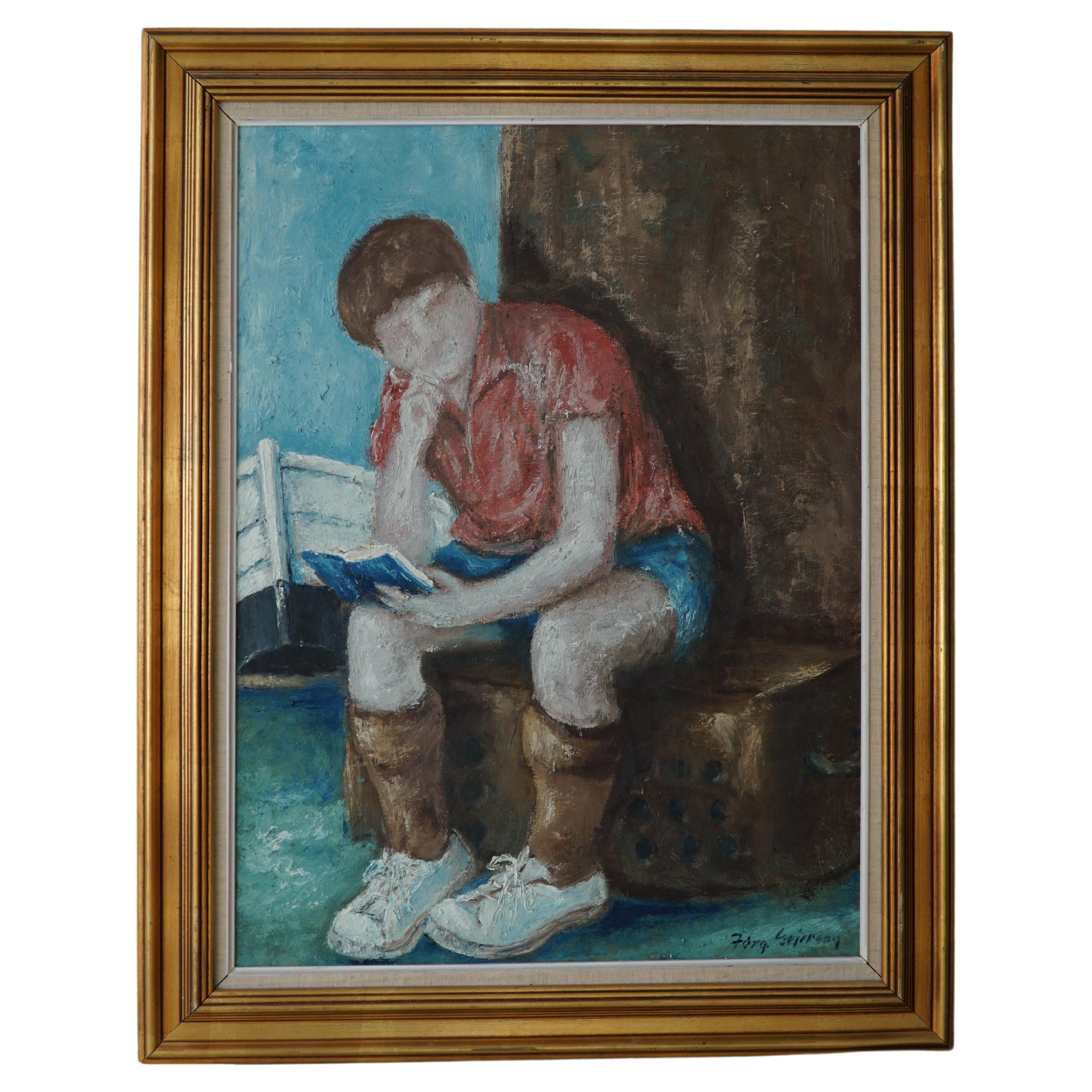 Peinture à l'huile de Jørgen Sejersen, milieu du siècle danois, années 1960
