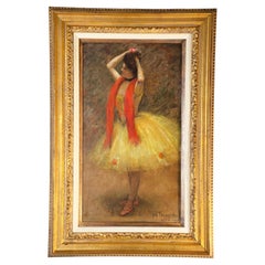 Oil Painting by Louis Kronberg, American (1872-1965) Ballet Dancer in Yellow