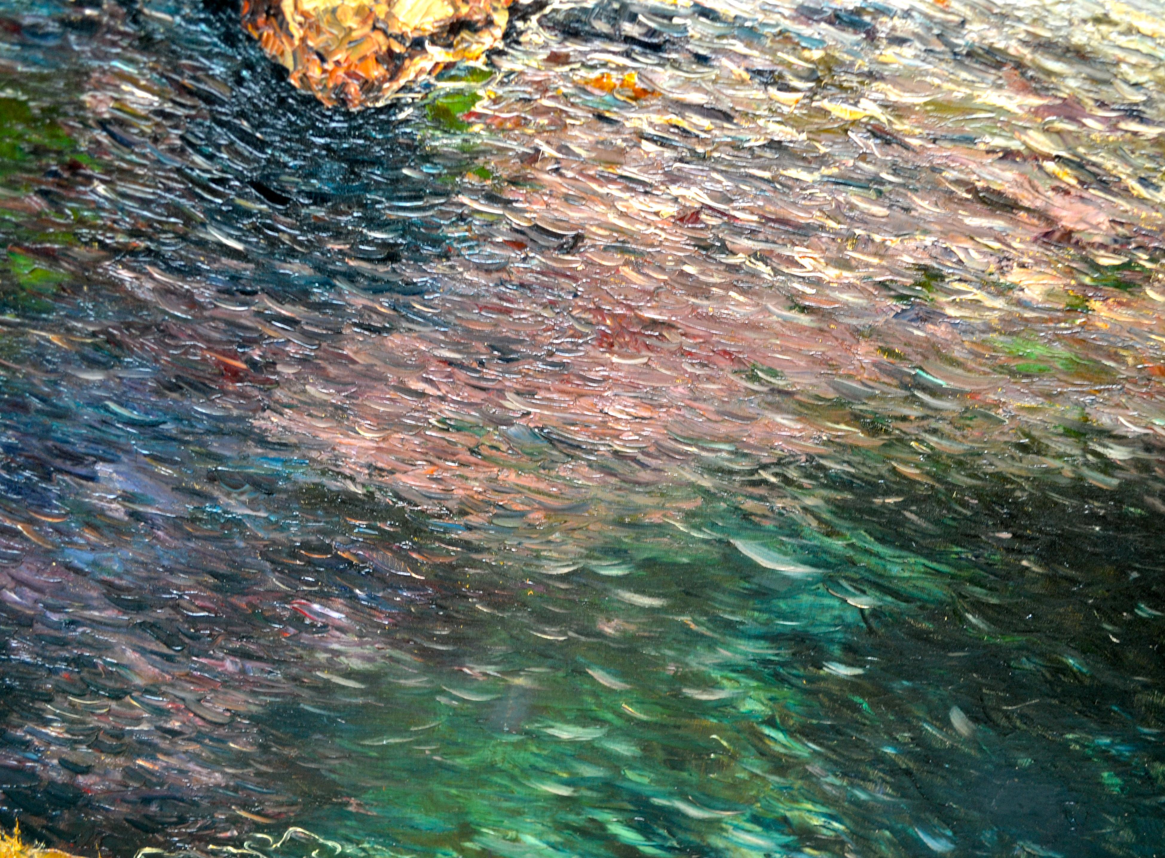 Italian Oil Painting of the Capri Coastline by Matteo Sarno For Sale