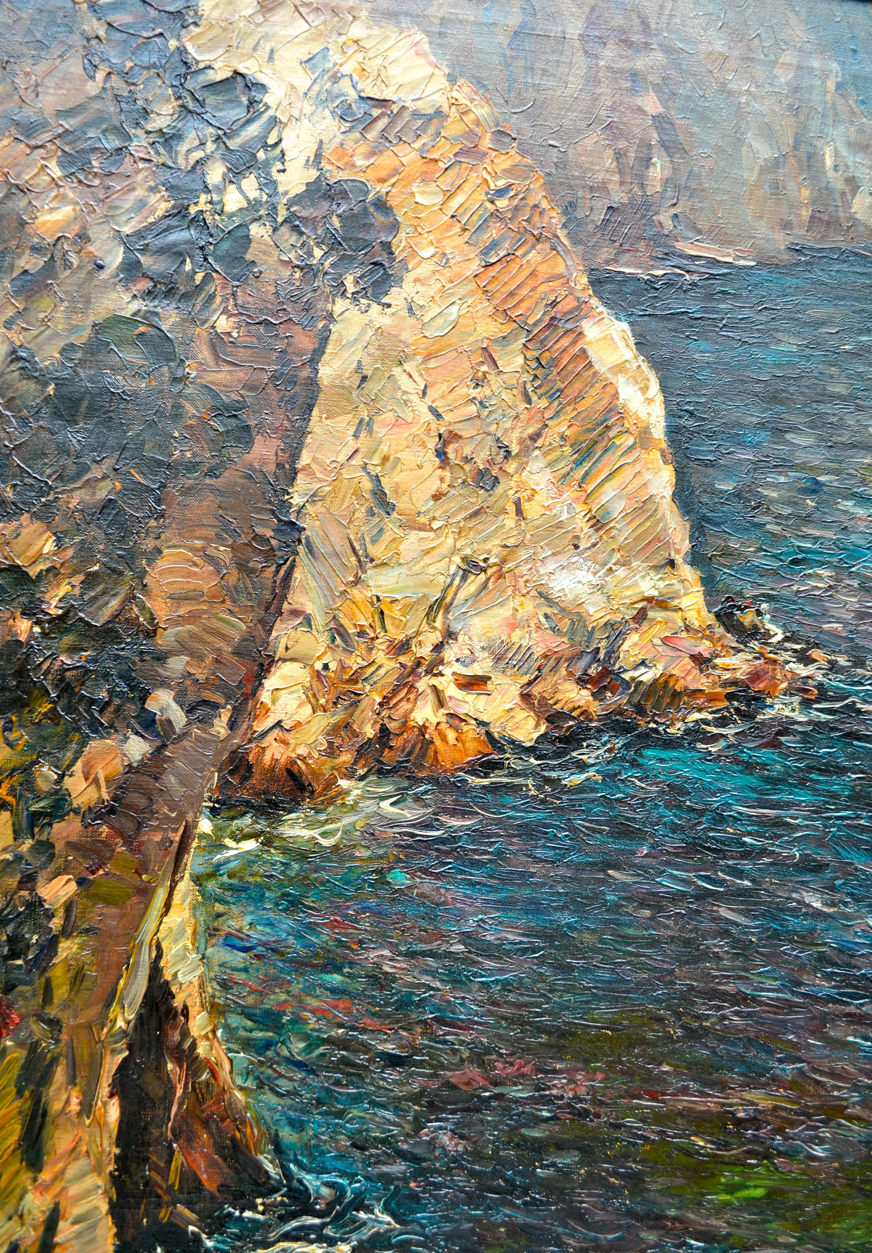 Painted Oil Painting of the Capri Coastline by Matteo Sarno For Sale