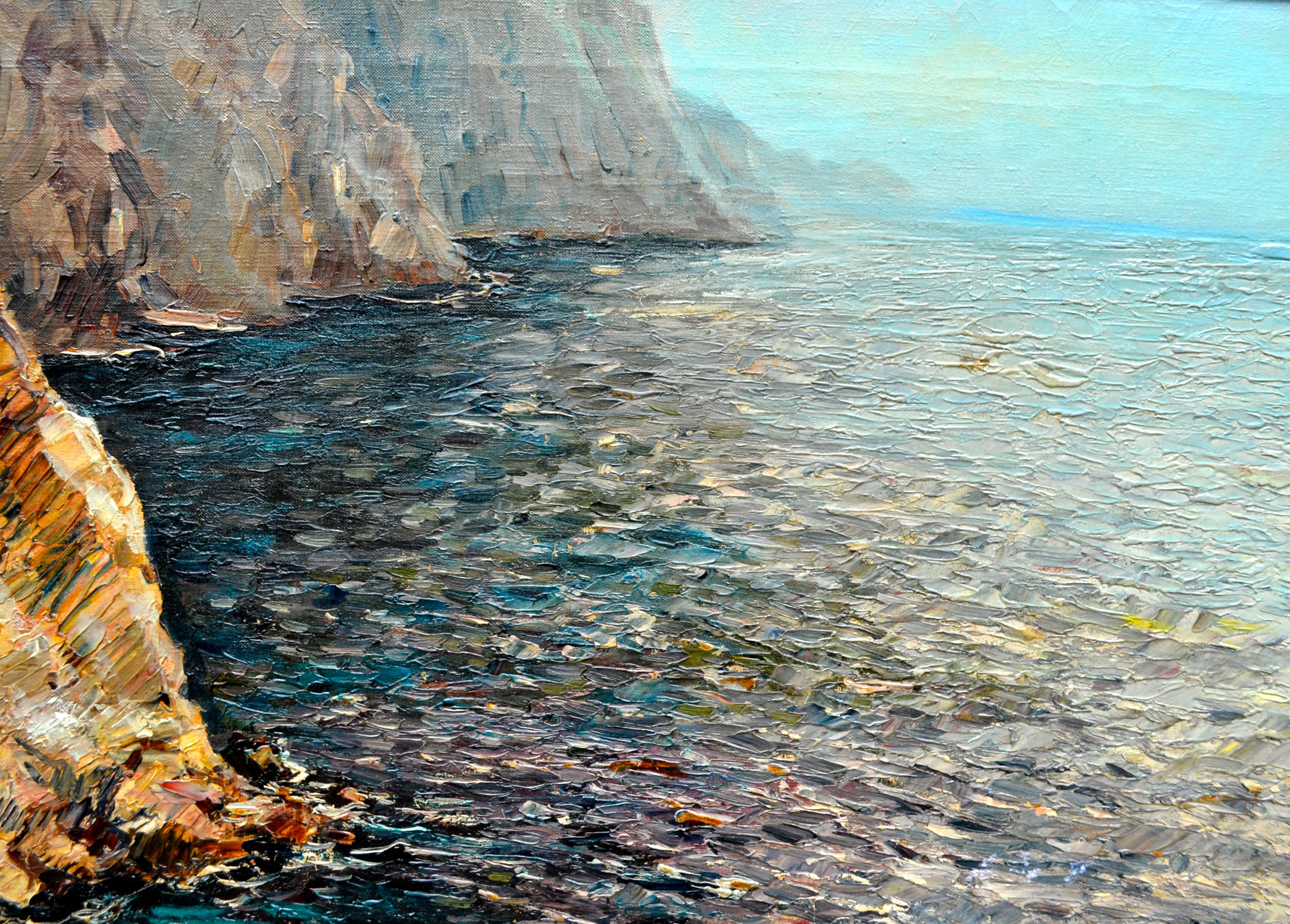 Canvas Oil Painting of the Capri Coastline by Matteo Sarno For Sale