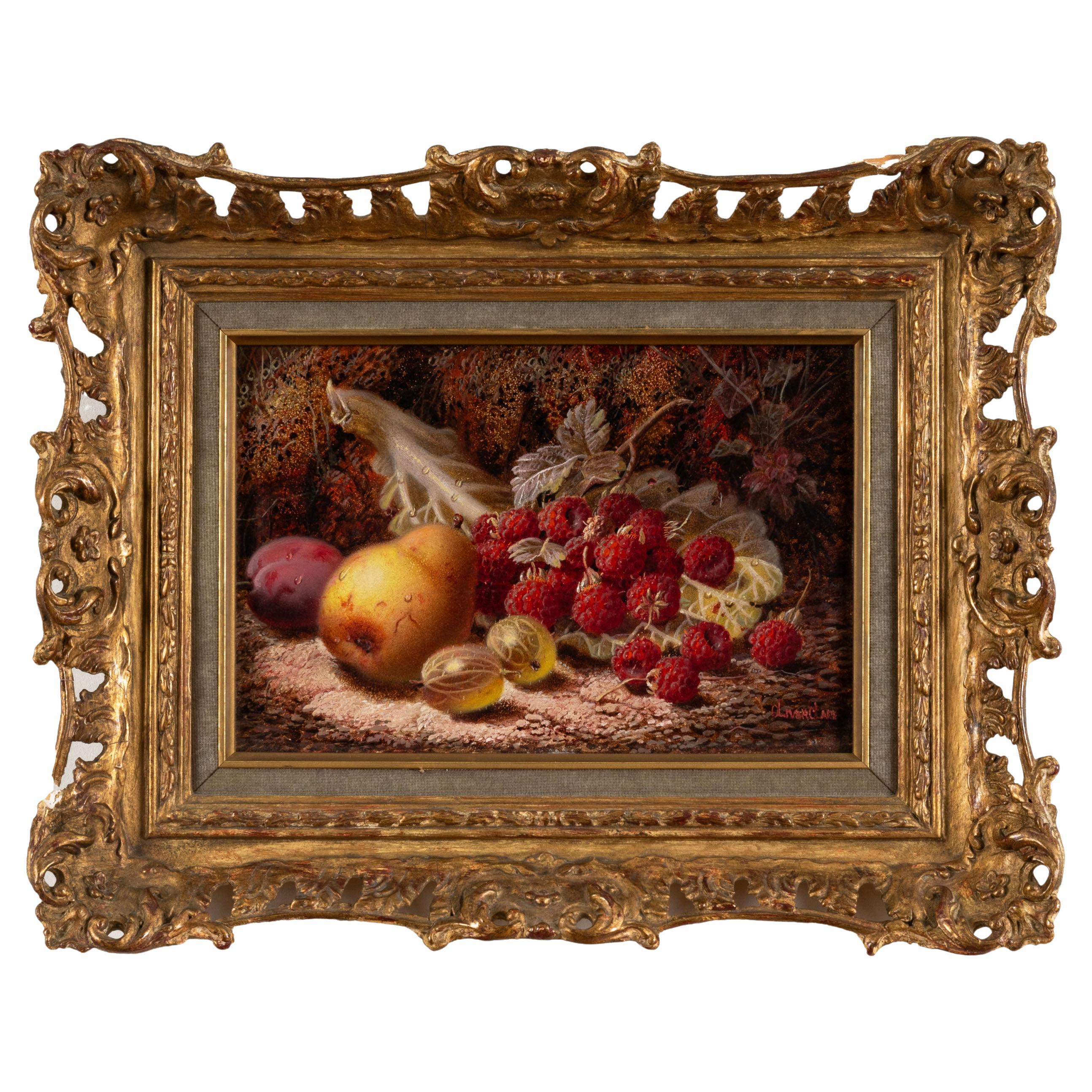 Pittura a olio di Oliver Clare Natura morta, XIX secolo, con cornice