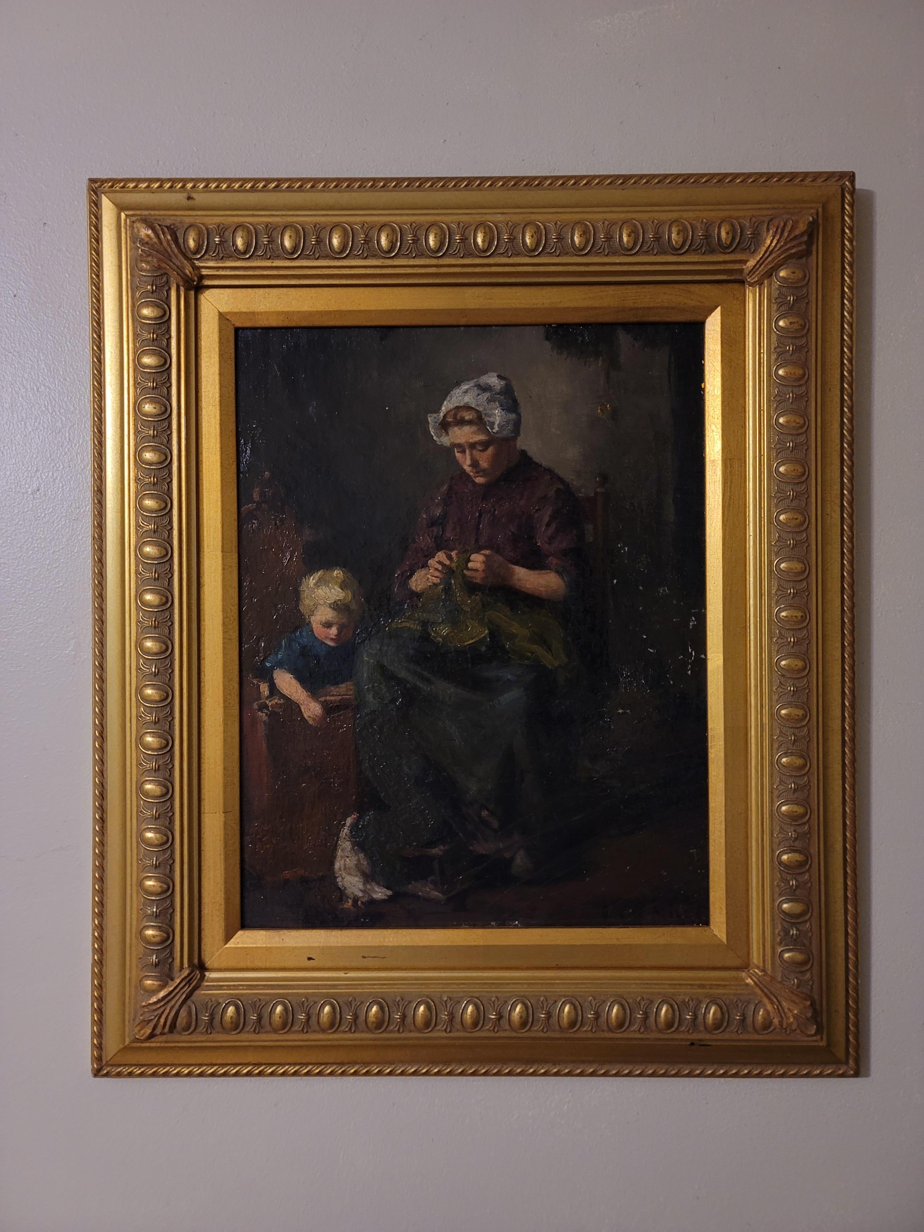 American Colonial Oil Painting by Oscar Miller 'Rhode Island, 1867-1921' For Sale