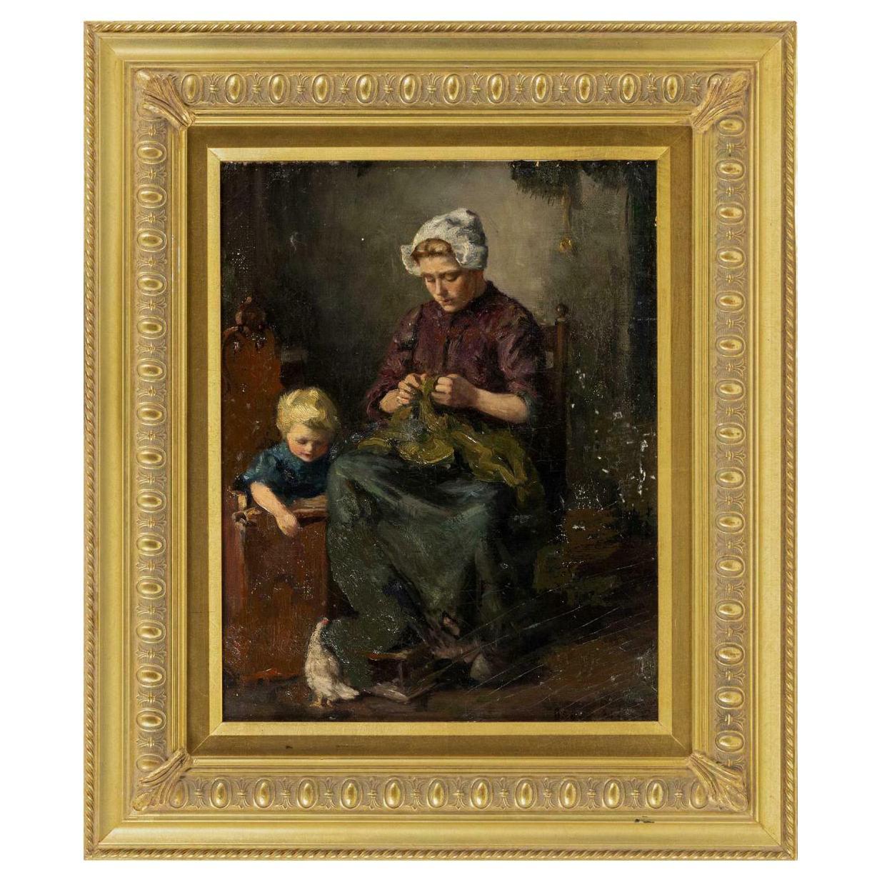 Peinture à l'huile d'Oscar Miller Rhode Island, 1867-1921 en vente