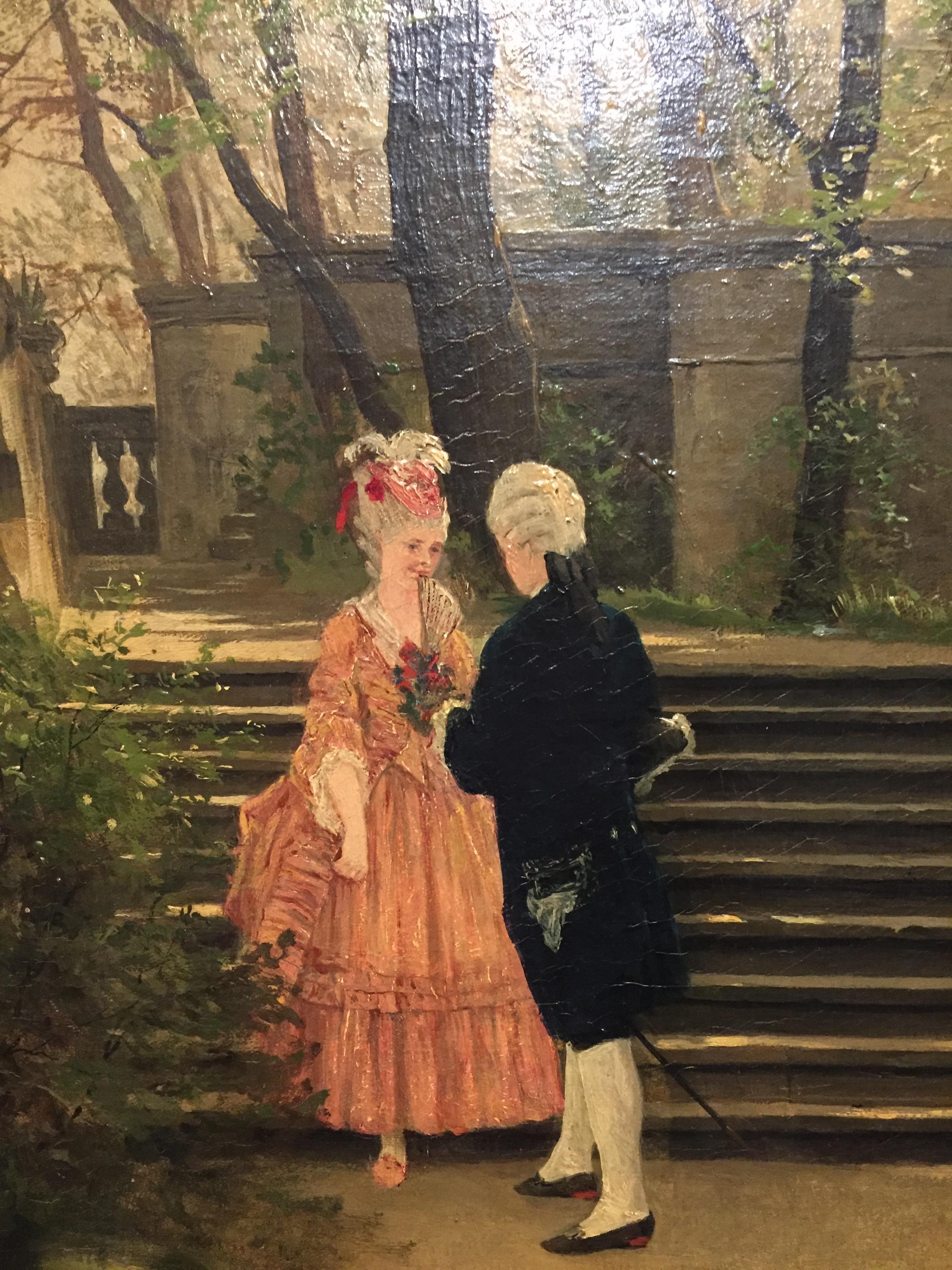 19th Century Oil Painting by P. F. Flickel in the Castle Garden