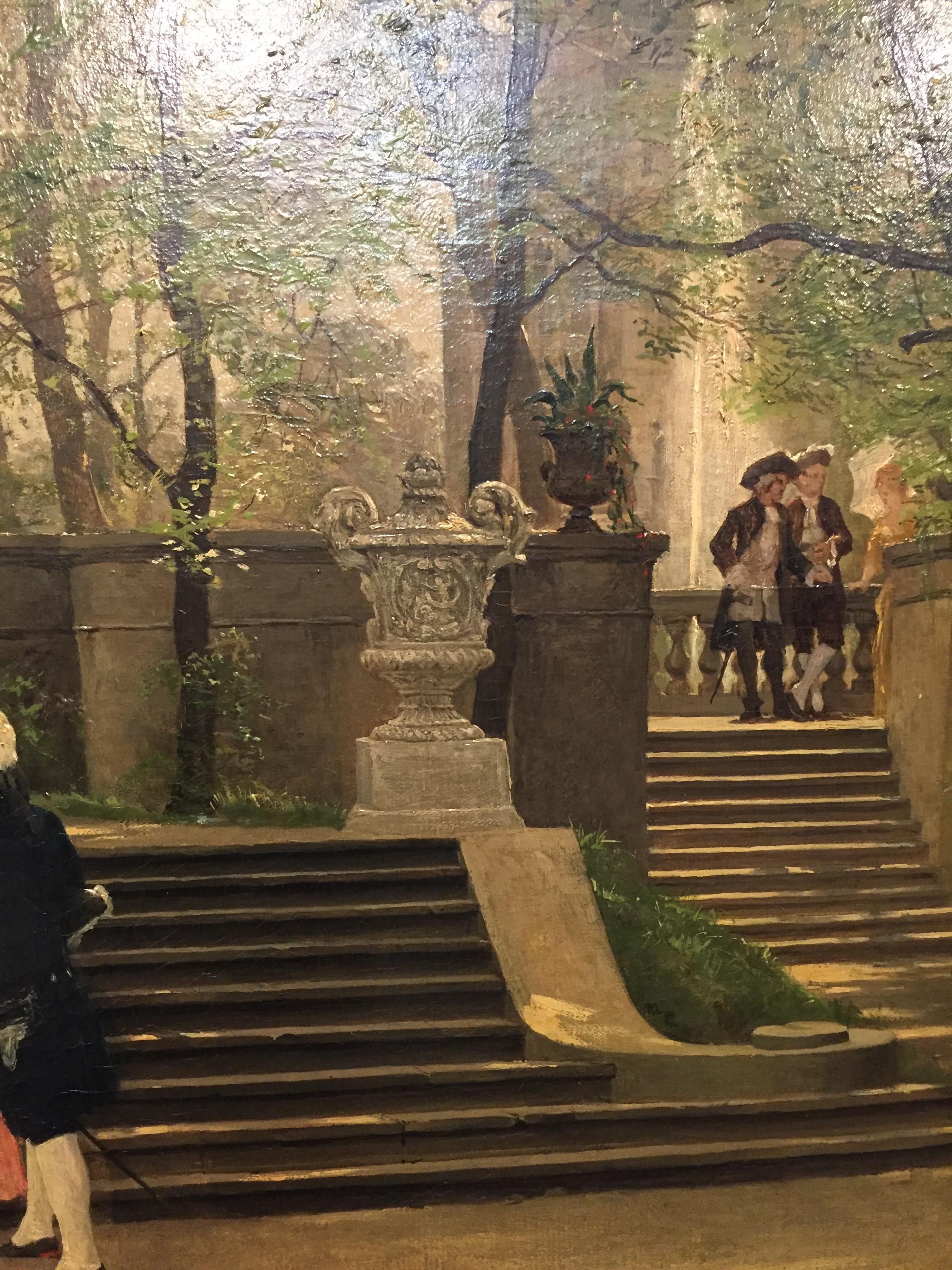 Canvas Oil Painting by P. F. Flickel in the Castle Garden