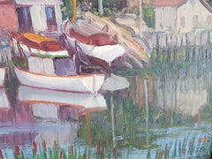 Oil Painting by Robert Francis Williams Village on Pond