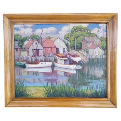 Oil Painting by Robert Francis Williams Village on Pond