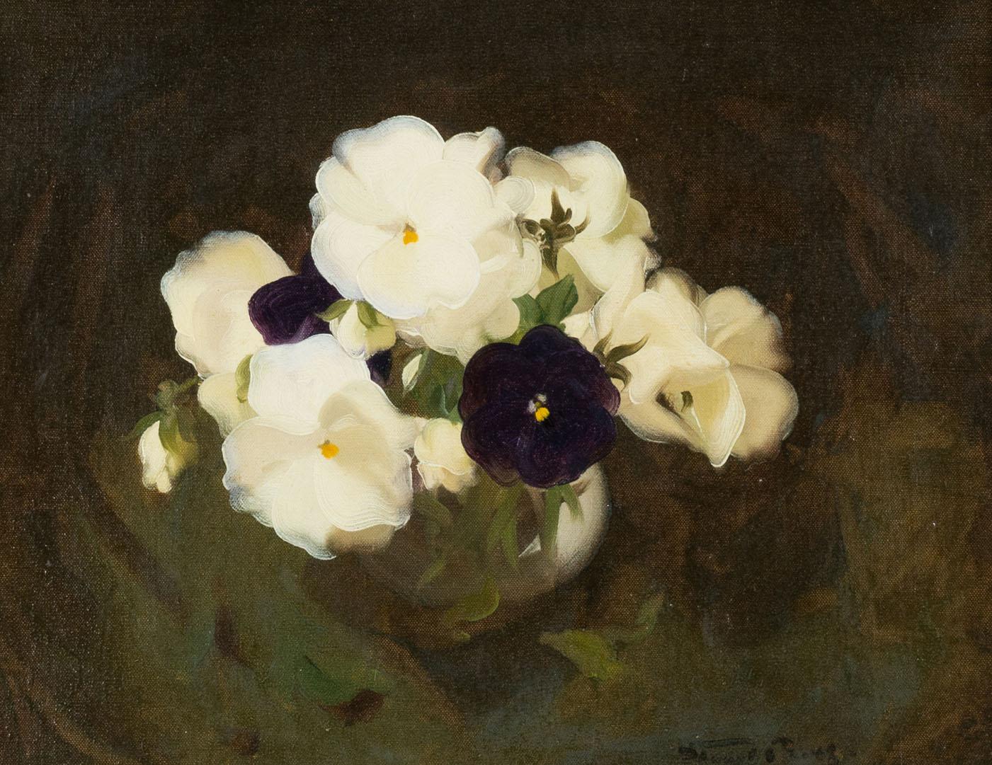 Óleo de Stuart Park (1862-1933) Violas blancas y moradas Aceitado en venta
