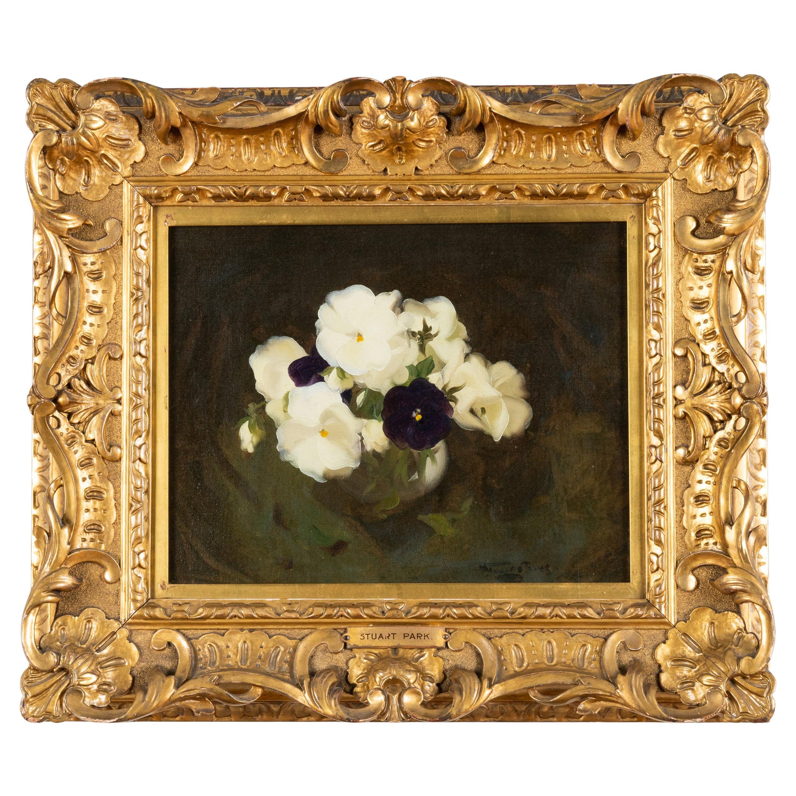Óleo de Stuart Park (1862-1933) Violas blancas y moradas en venta