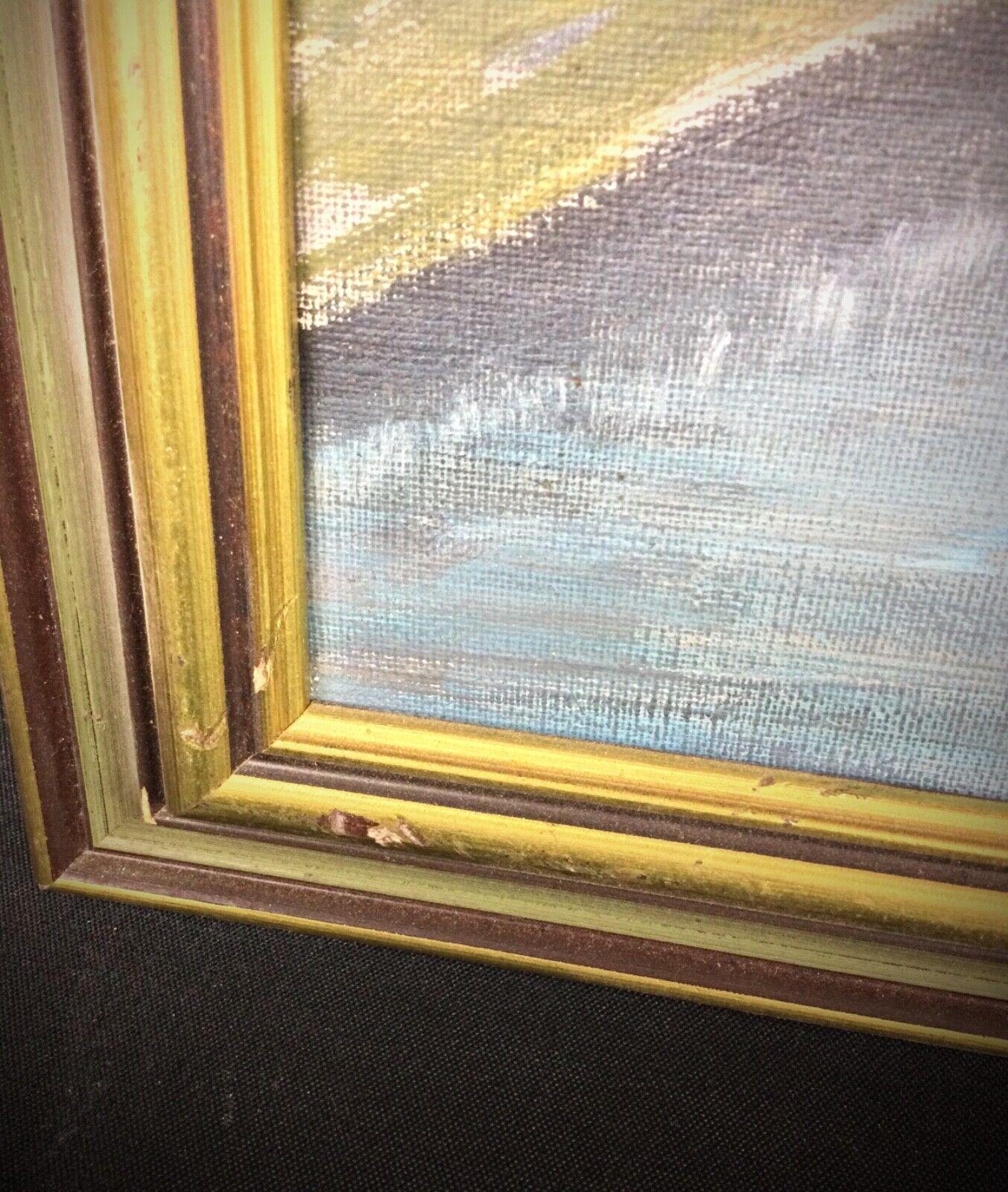 Francese Pittura a olio di Y. Maffei - Piccola città con scena di fiume - 2Y90 in vendita