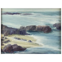 Antique Oil Painting California Coast by Jean Mannheim, 1861