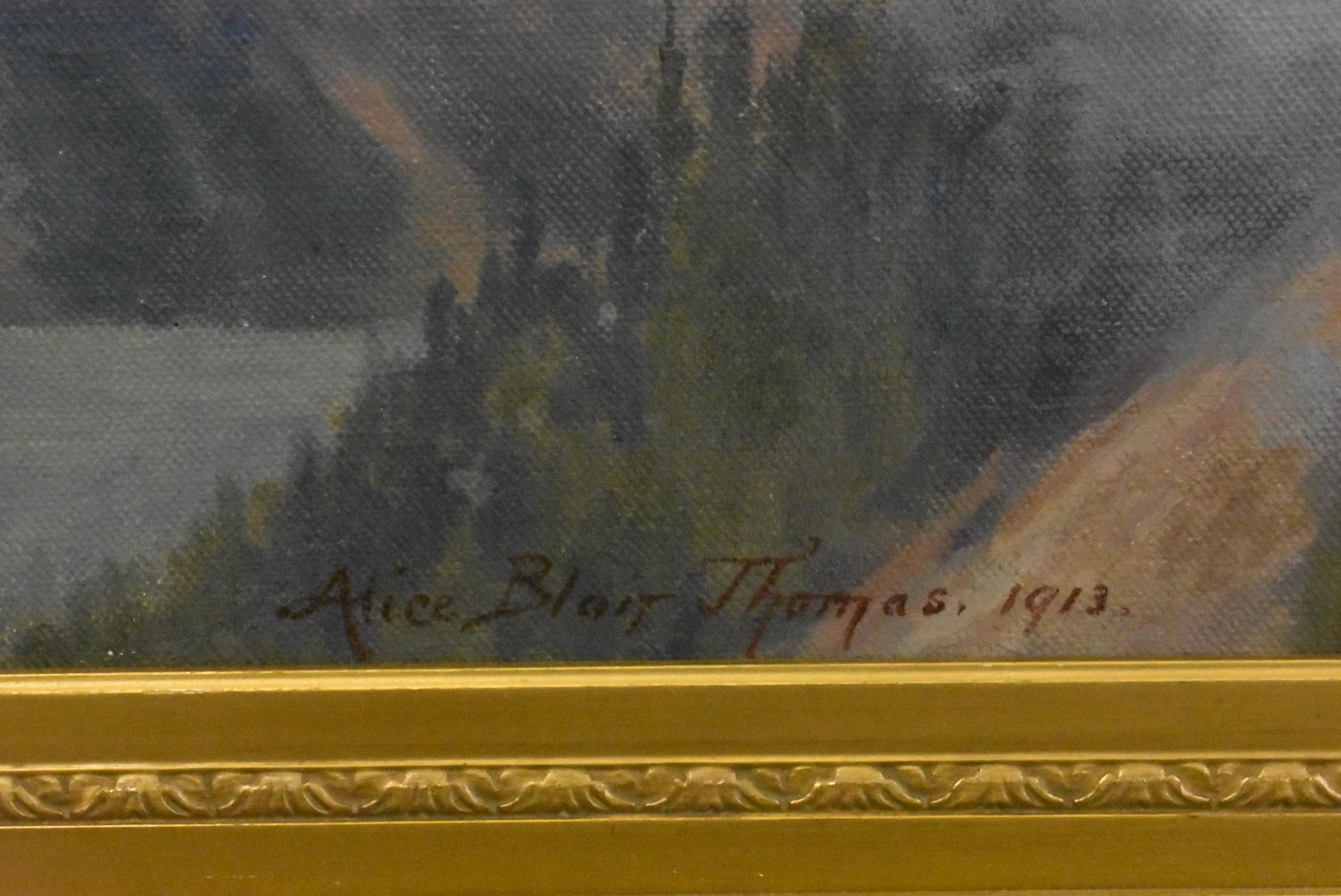 Pintura al óleo Escena montañosa canadiense Alice Blair Thomas Norteamericano en venta