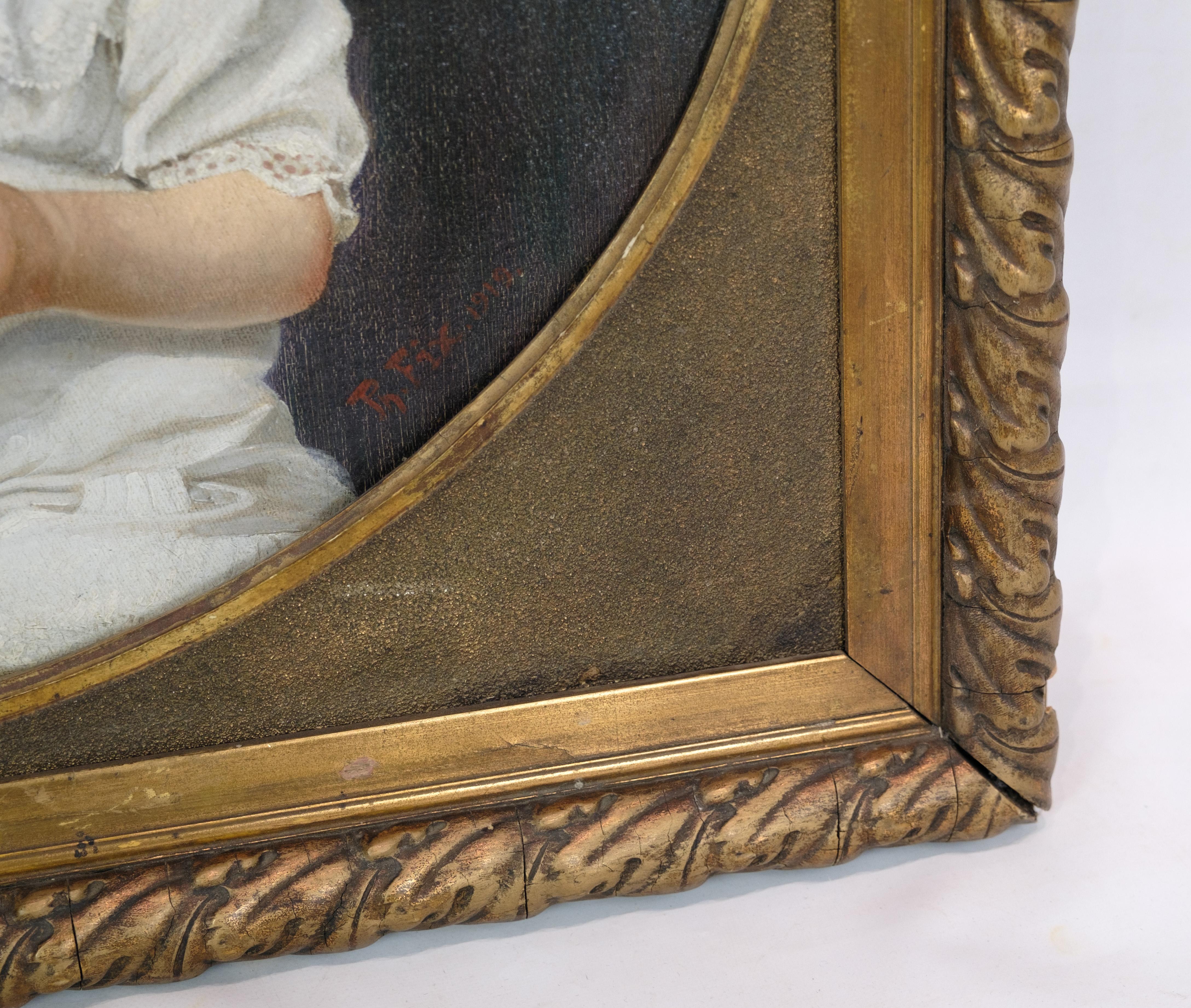 Oil Painting, Canvas, Motif of Two Children, 1860s In Good Condition For Sale In Lejre, DK