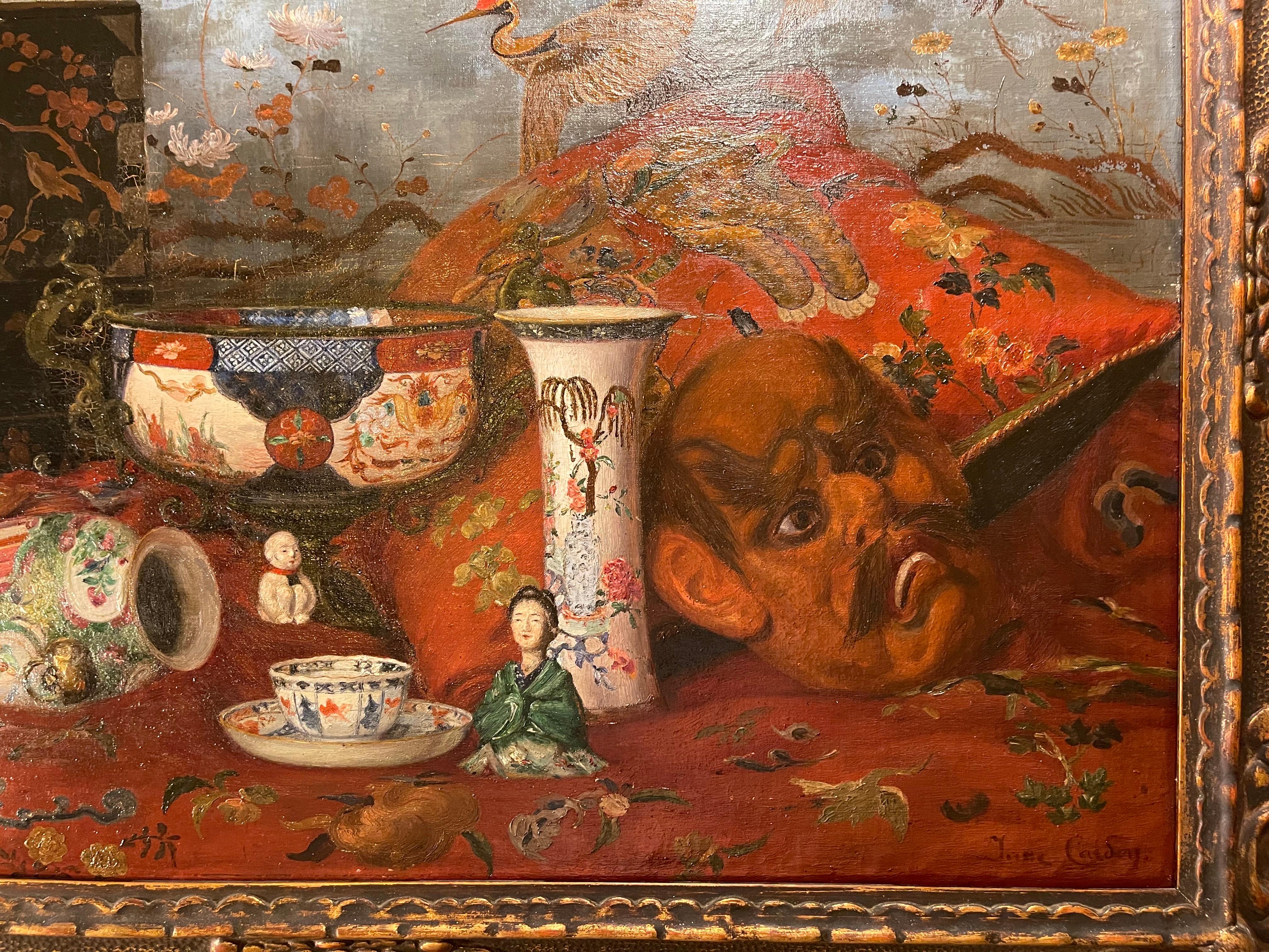 Victorien Peinture à l'huile chinoise de 1850 exposition ENGLISH à l'exposition universelle 1913 en vente