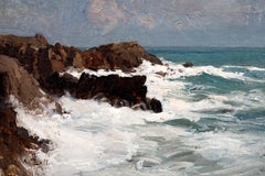 Oil Painting, Coastal Landscape by Alfred Zoff, Austria, Around 1900
