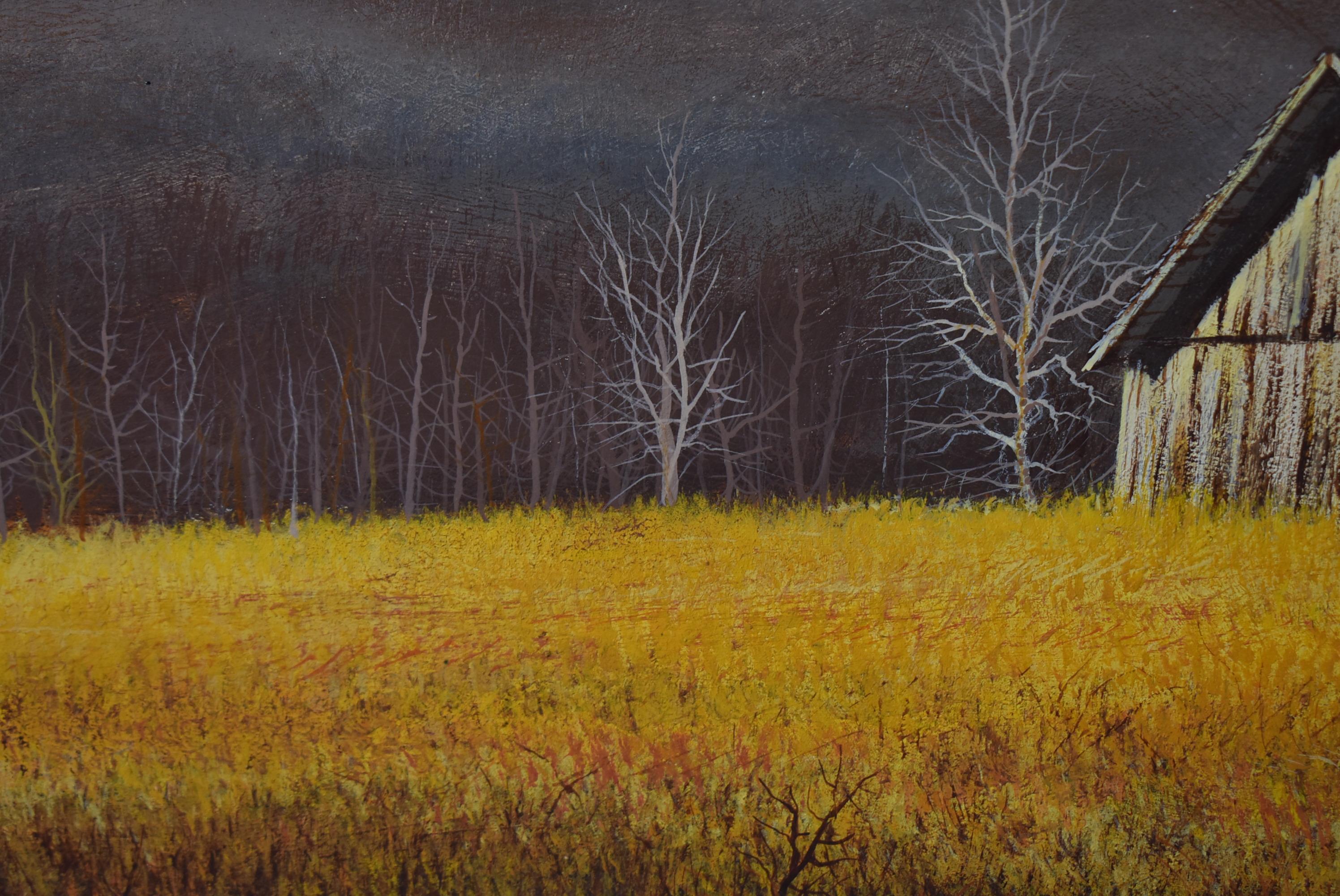 Peinture à l'huile - Paysage de David Merrill avec grange Bon état - En vente à Toledo, OH
