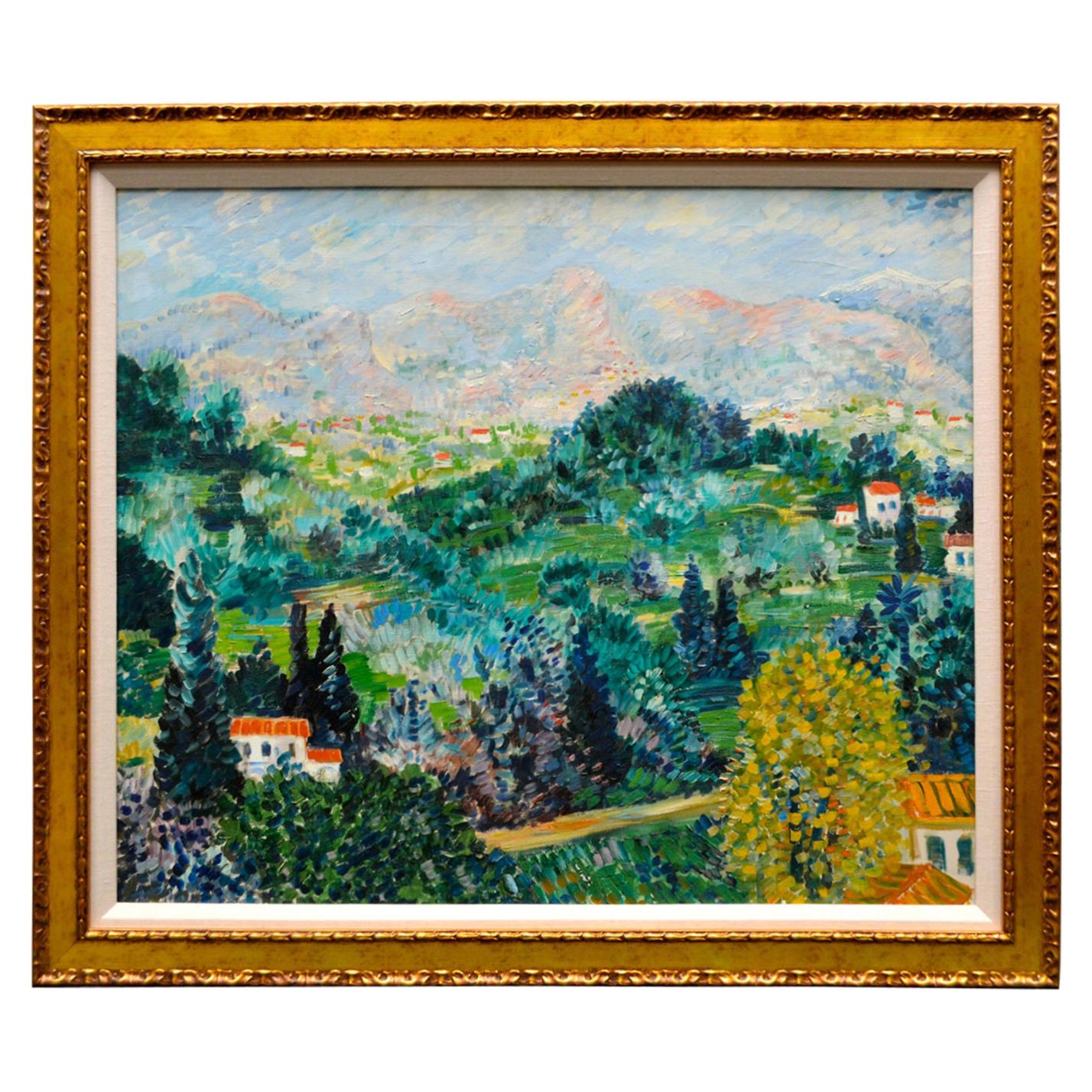 Oil Painting Depicting a Landscape in the South of France by Johannes Schiefer