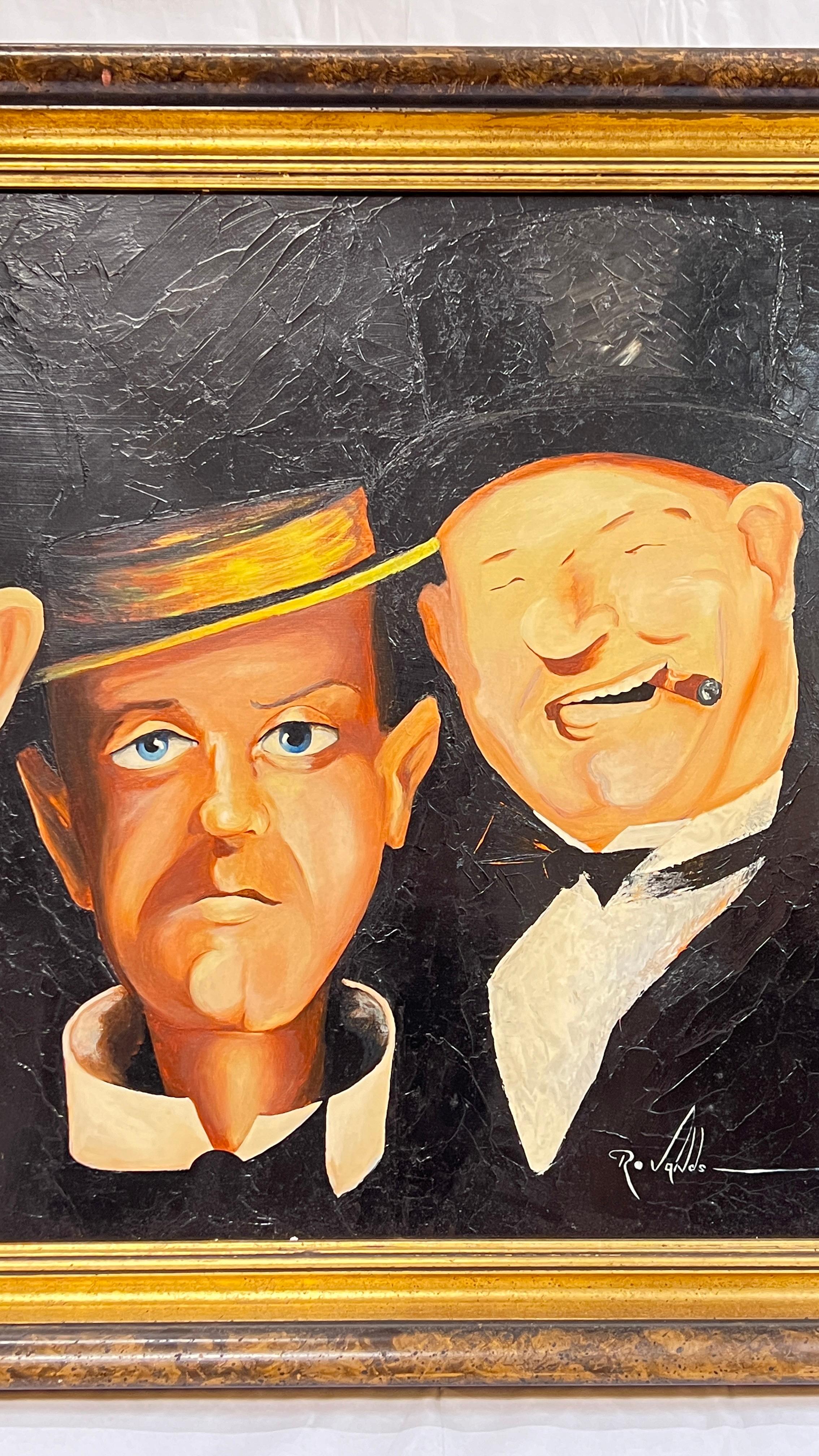 Ölgemälde, das Komödie-Legenden darstellt, Chaplan Laurel Hardy Keaton WC Fields im Angebot 3
