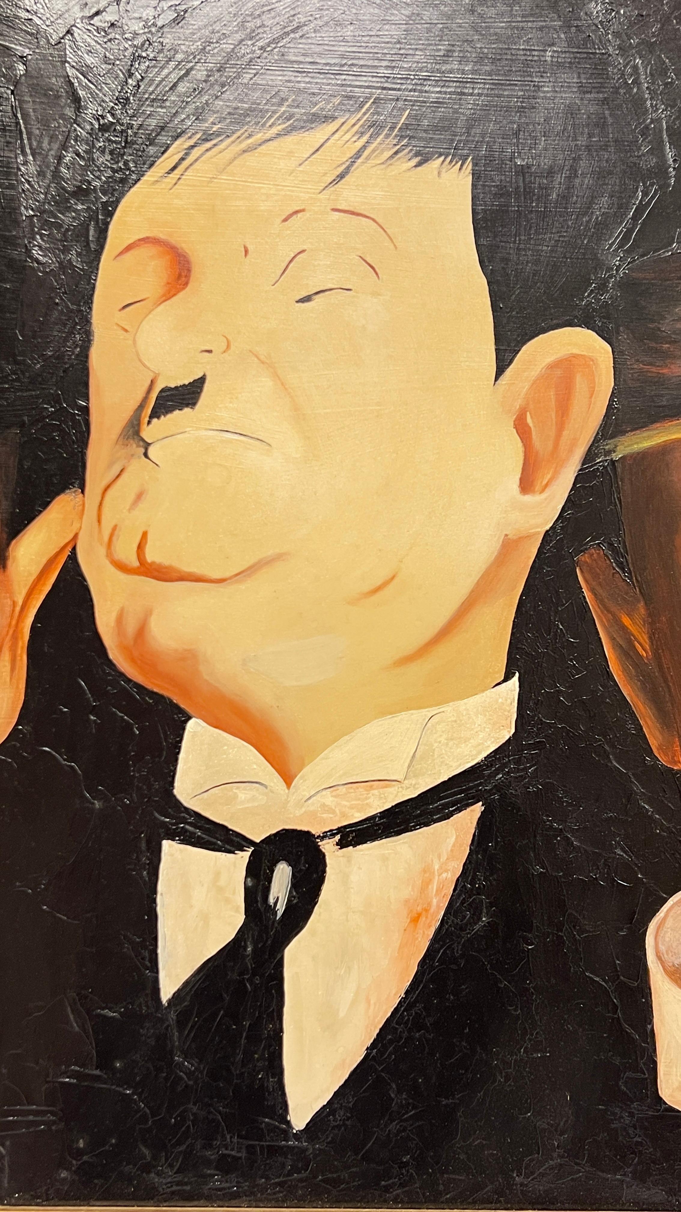Ölgemälde, das Komödie-Legenden darstellt, Chaplan Laurel Hardy Keaton WC Fields im Angebot 4
