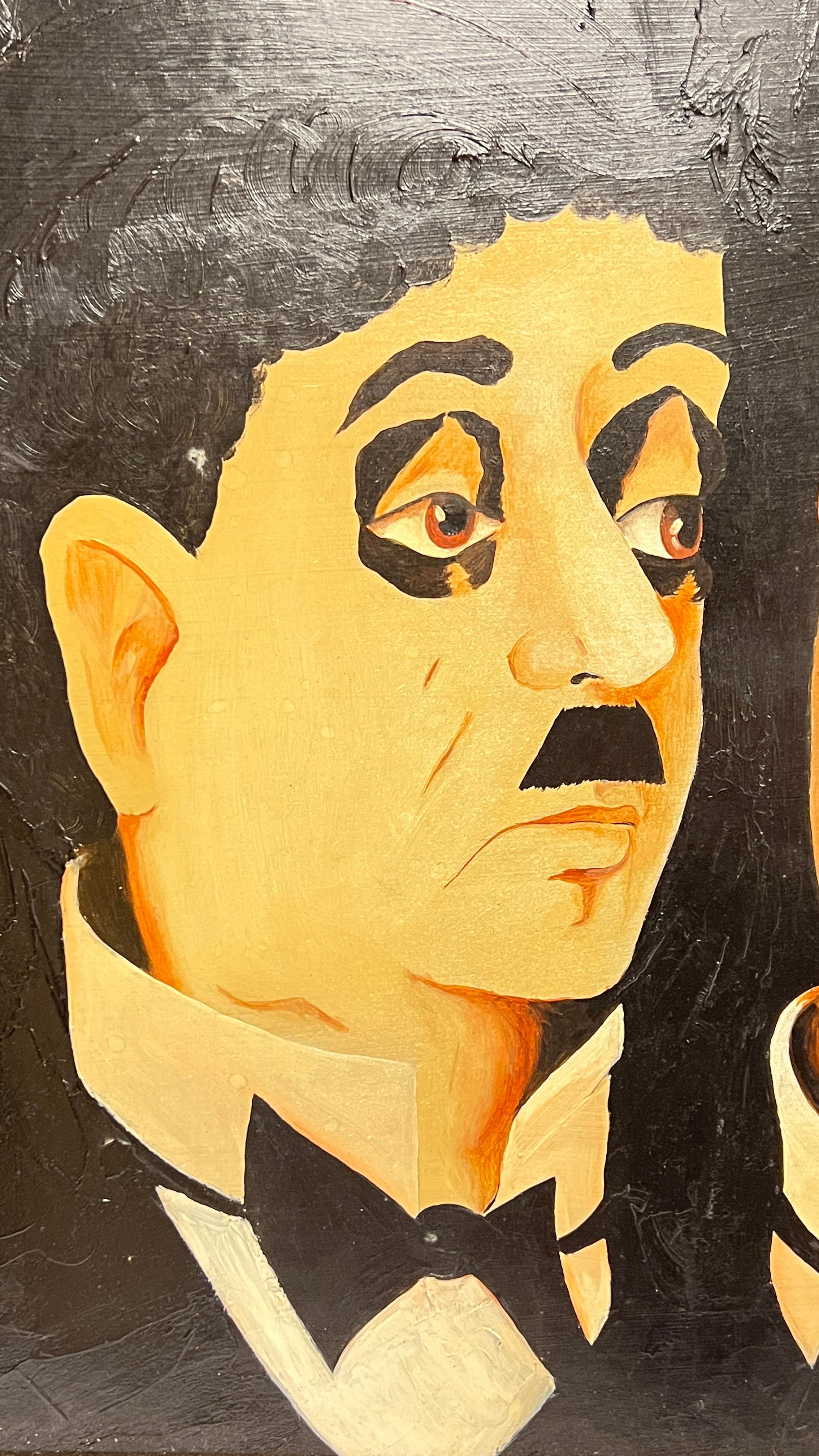 Ölgemälde, das Komödie-Legenden darstellt, Chaplan Laurel Hardy Keaton WC Fields im Angebot 6