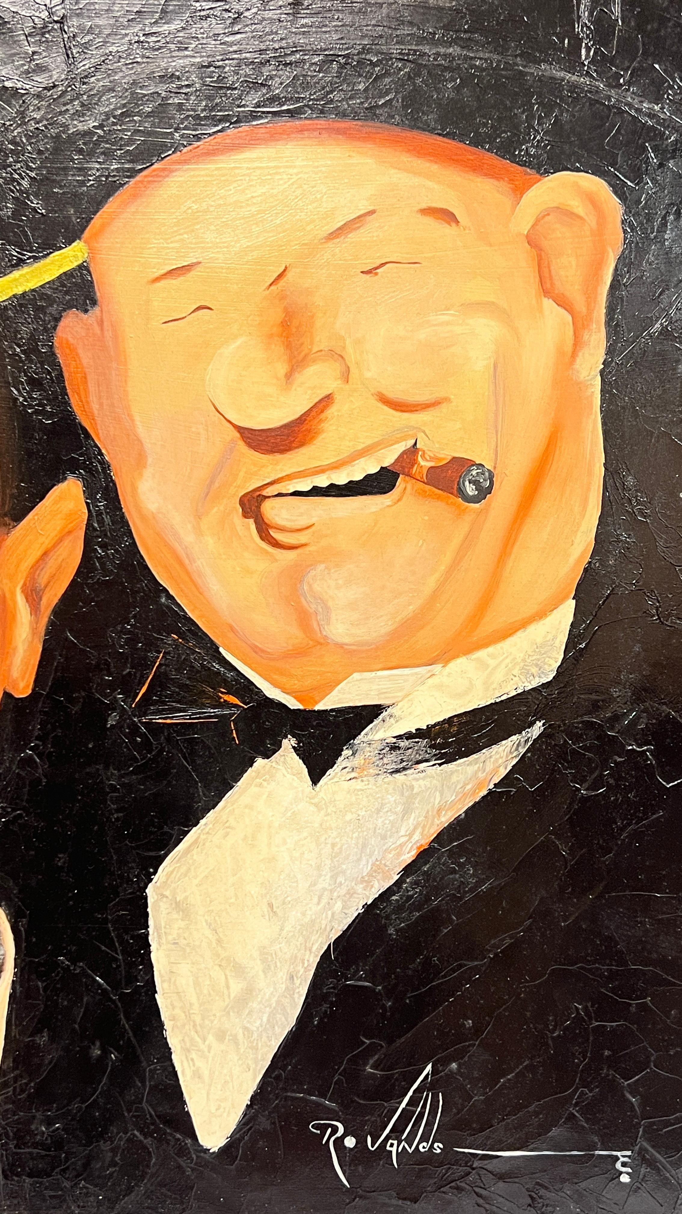 Ölgemälde, das Komödie-Legenden darstellt, Chaplan Laurel Hardy Keaton WC Fields im Angebot 8