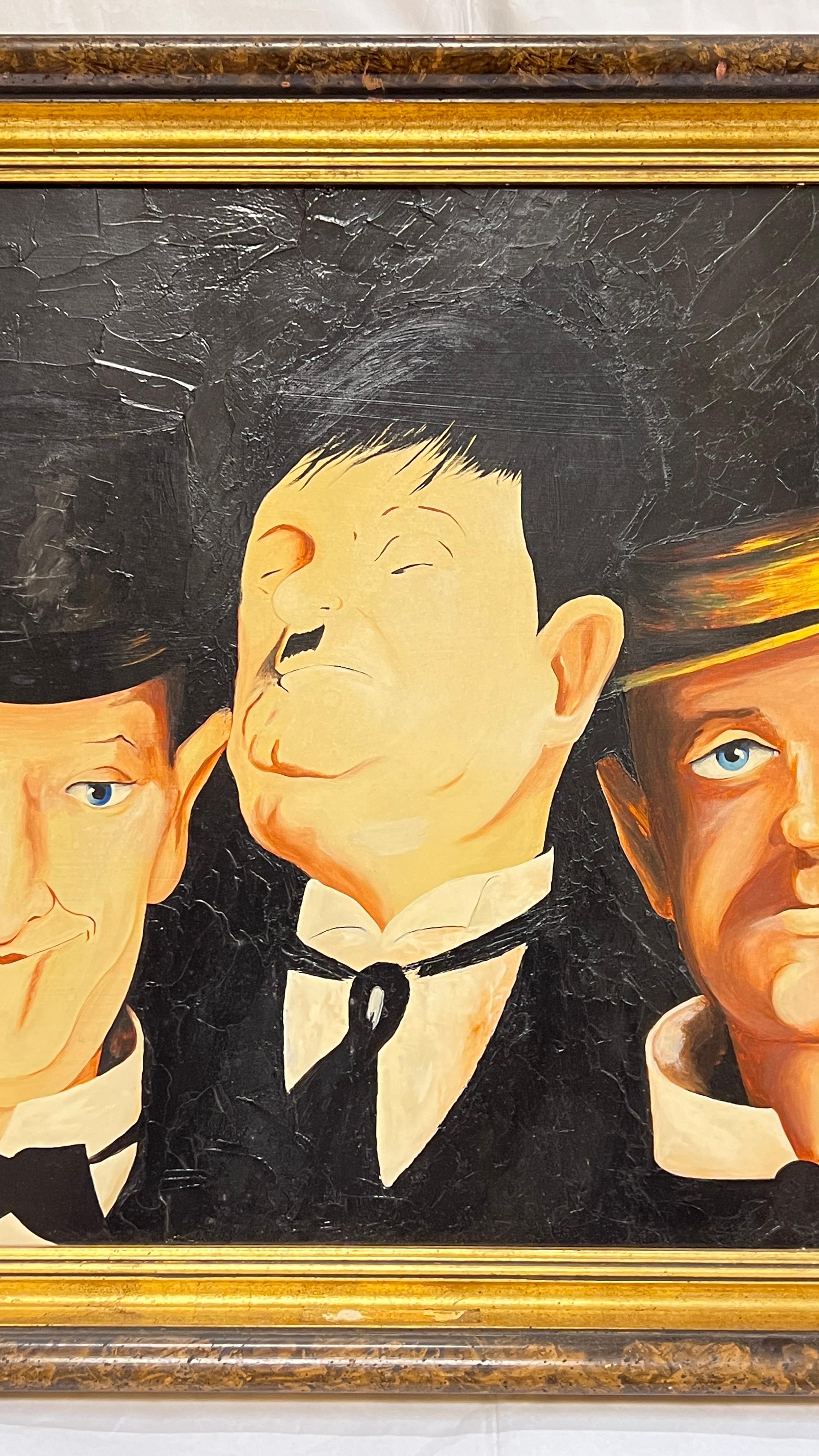 Ölgemälde, das Komödie-Legenden darstellt, Chaplan Laurel Hardy Keaton WC Fields im Angebot 1