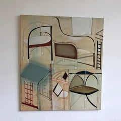 Oil Painting Depicting Vienna Secession Furniture by Arpad Muller, Hungary, 2005