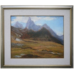 Oil Painting, Dolomites, "Monte Tuglia", Marcelliano Canciani, 1910s