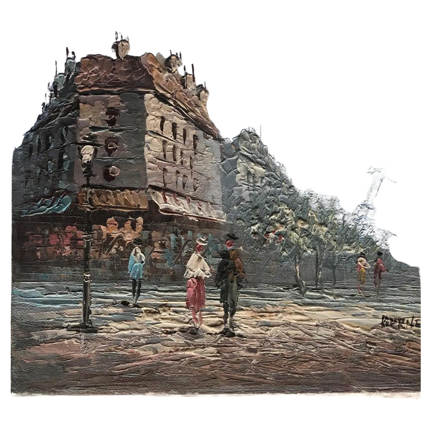 XX secolo Pittura a olio Torre Eiffel Parigi attribuita a Caroline Burnett, Paesaggio urbano di Parigi in vendita