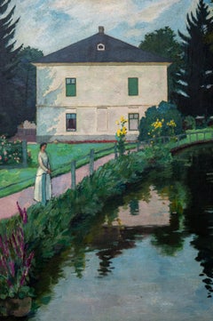 Ölgemälde Emil Orlik „Landhaus in Erlach“, 1914