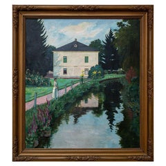 Oil painting Emil Orlik "Landhaus in Erlach" 1914