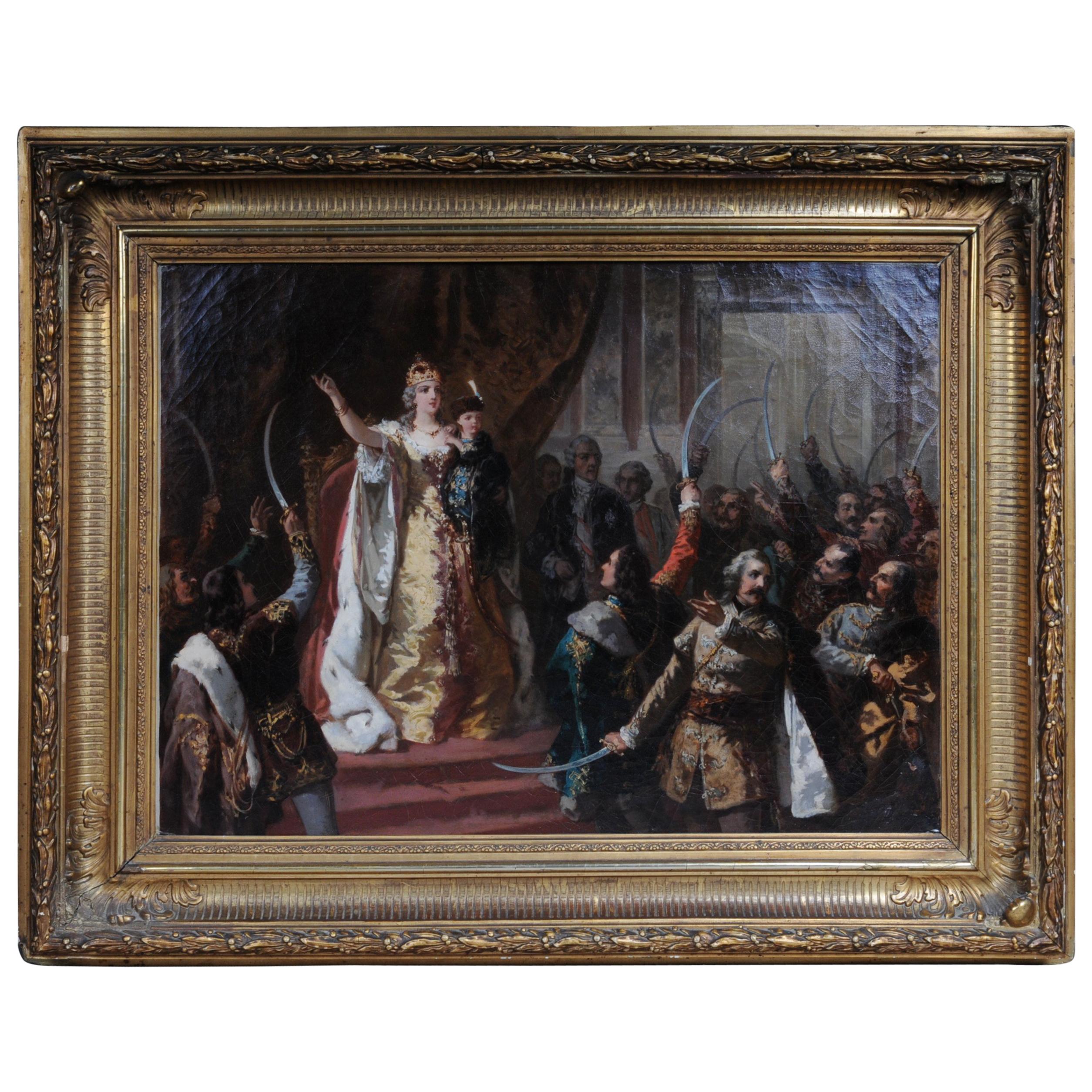 Oil Painting Empress Maria Theresa in Hungary, circa 1860