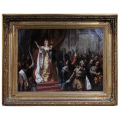 Antique Oil Painting Empress Maria Theresa in Hungary, circa 1860