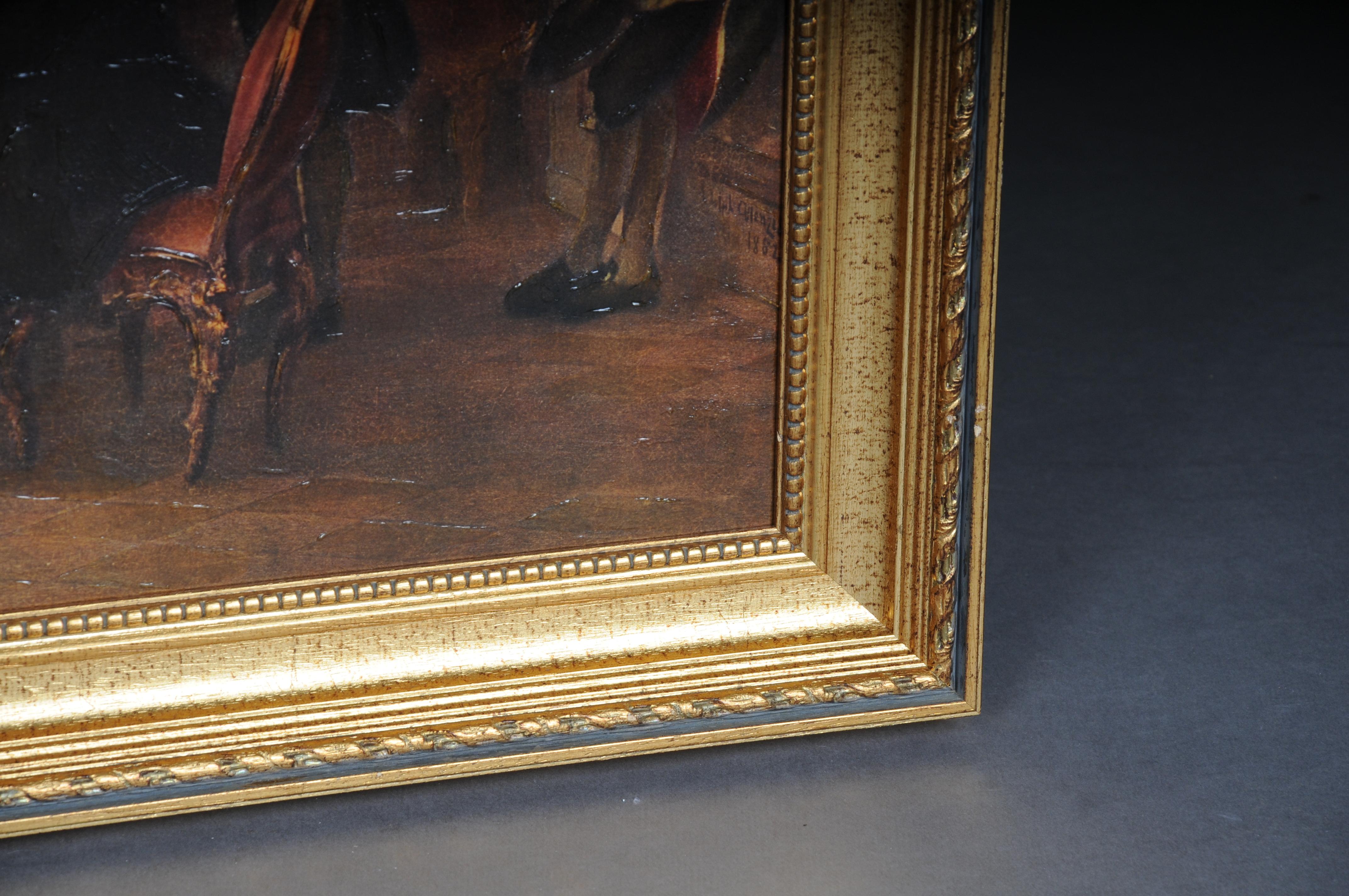 Oil painting Flute Concert with Frederick the Great in Sanssouci after A. Menzel In Good Condition In Berlin, DE