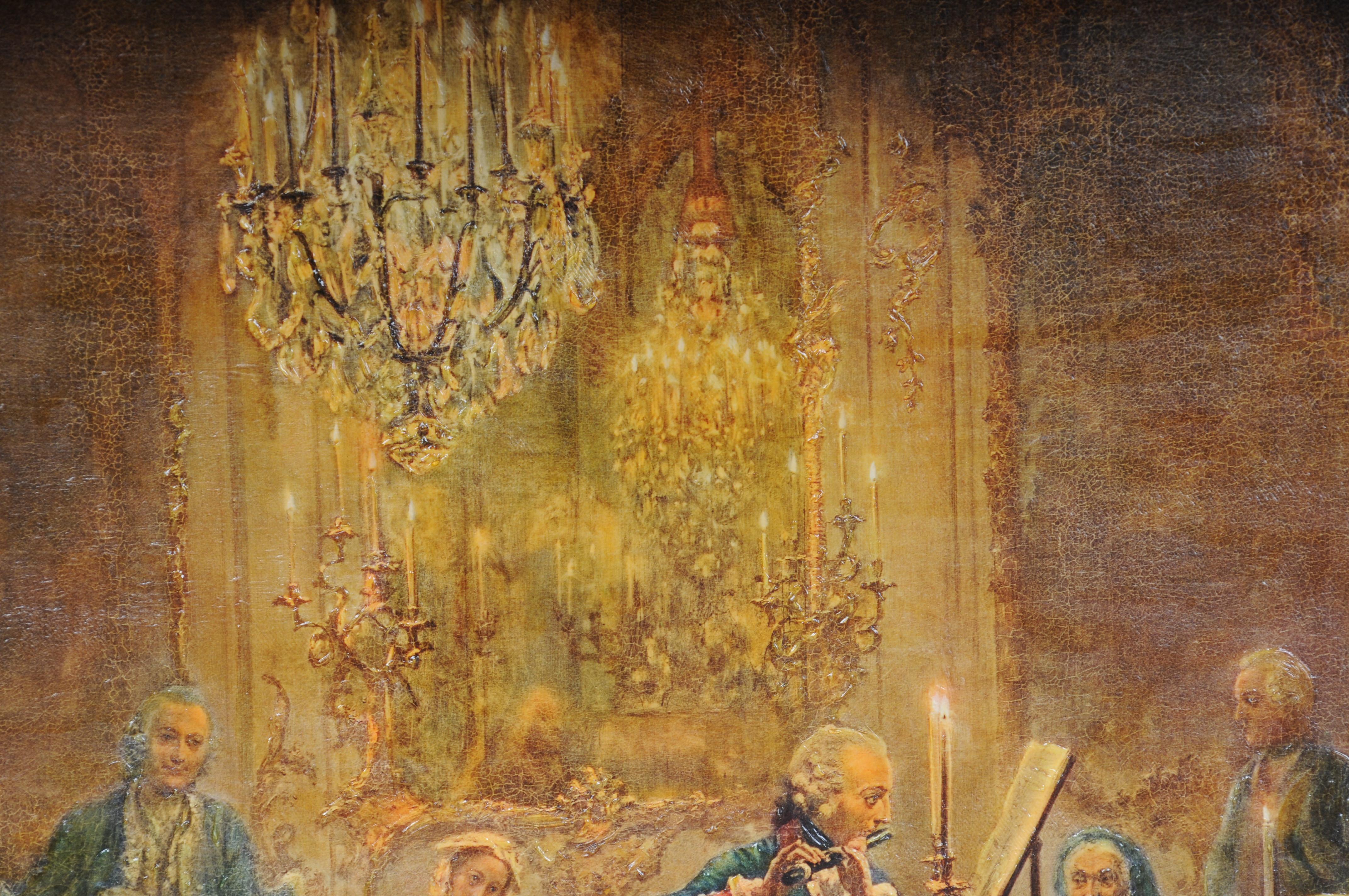 Canvas Oil painting Flute Concert with Frederick the Great in Sanssouci after A. Menzel
