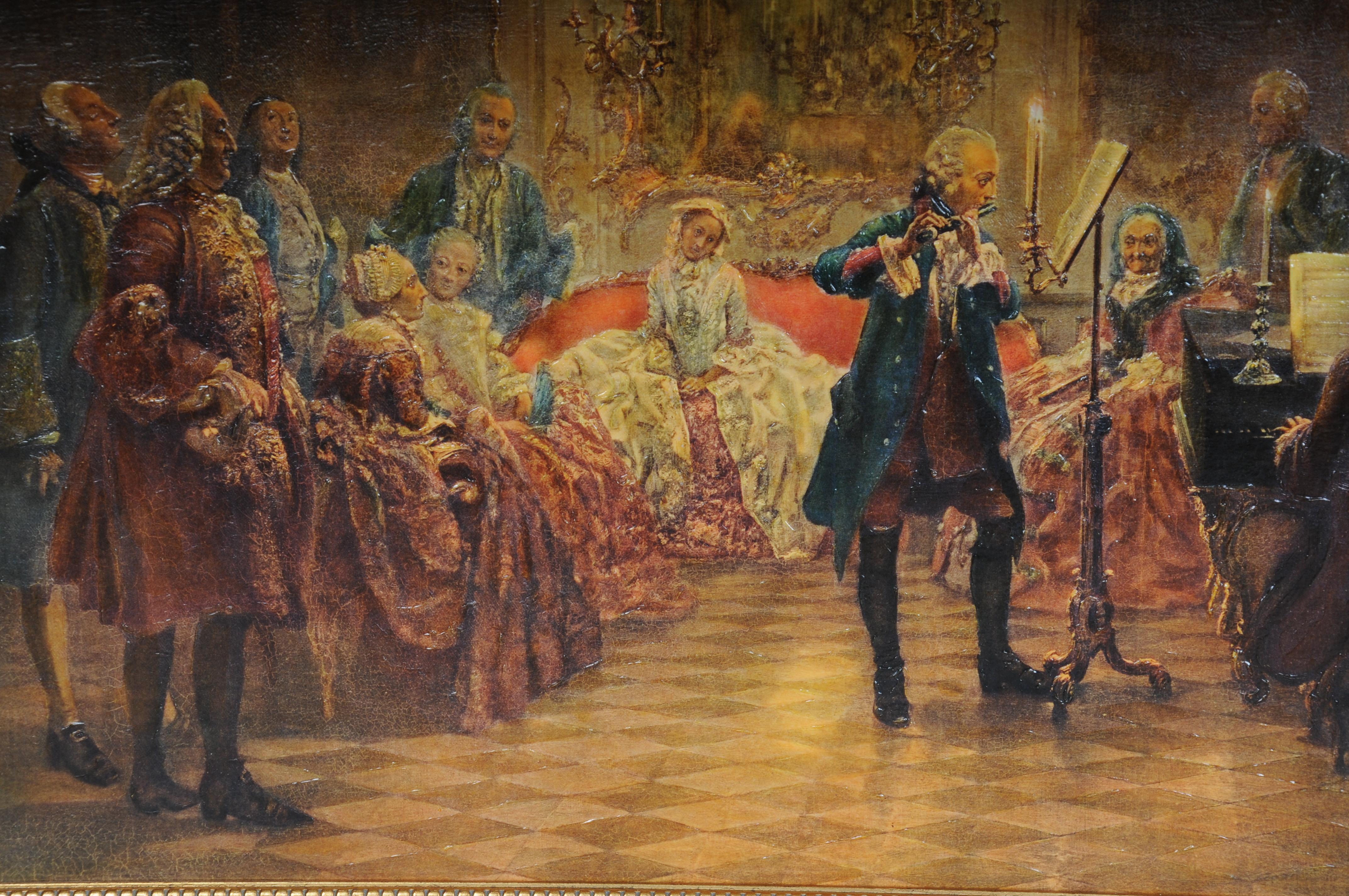 Oil painting Flute Concert with Frederick the Great in Sanssouci after A. Menzel 1