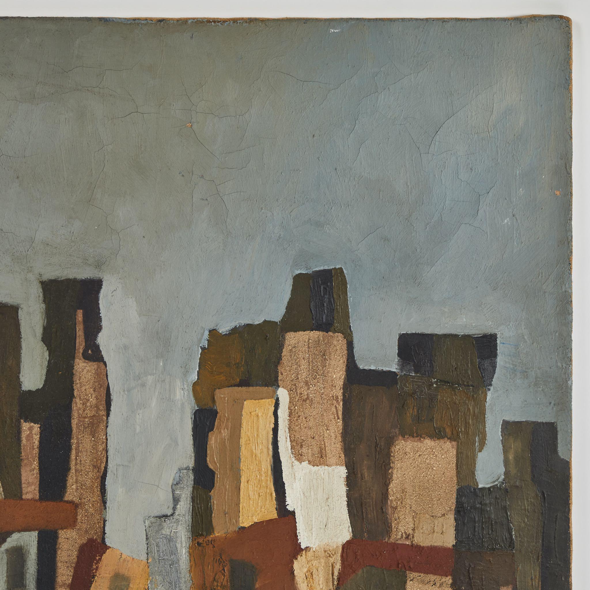 Mid-Century Modern 1940s Abstract French Oil Painting For Sale