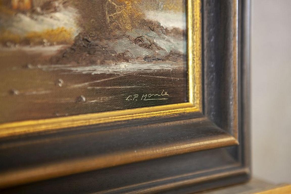 Pittura a olio dell'inizio del XX secolo, Paesaggio rurale invernale in vendita 6