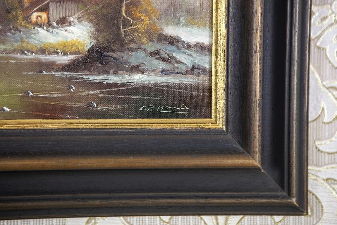 Pittura a olio dell'inizio del XX secolo, Paesaggio rurale invernale in vendita 4