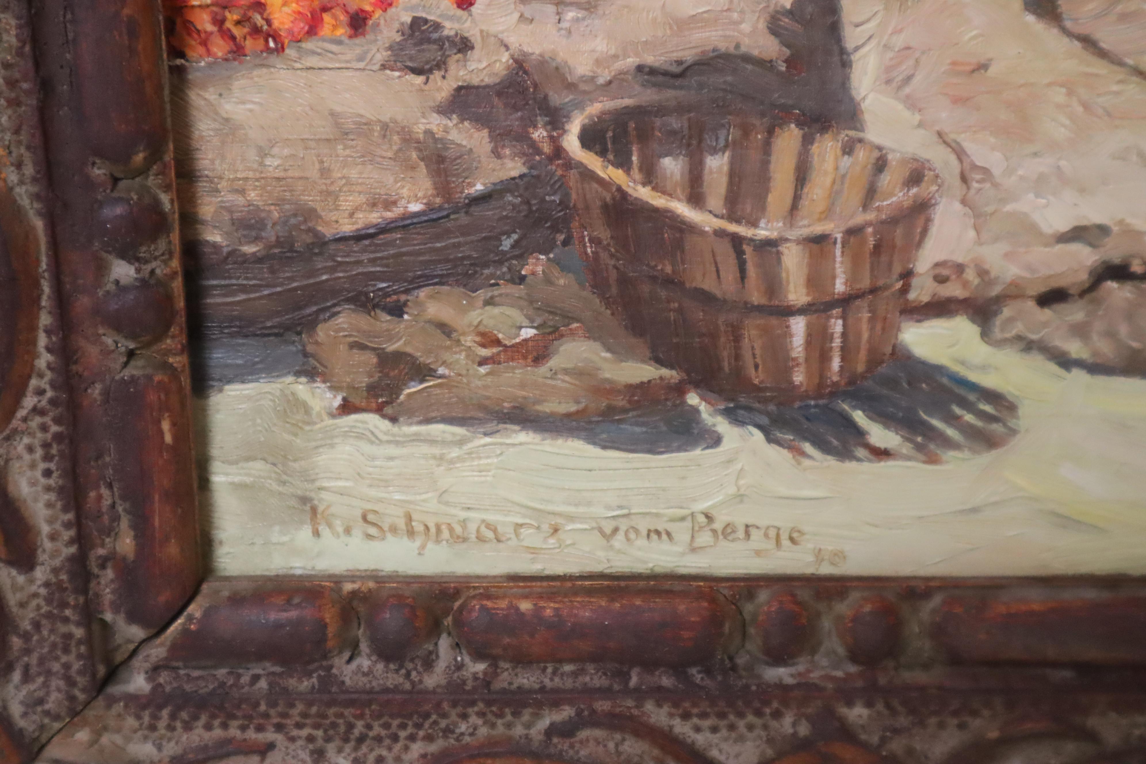 Oil Painting Haffseene on the Italian Adriatic Orange Hrvest, Italy 1940s For Sale 2